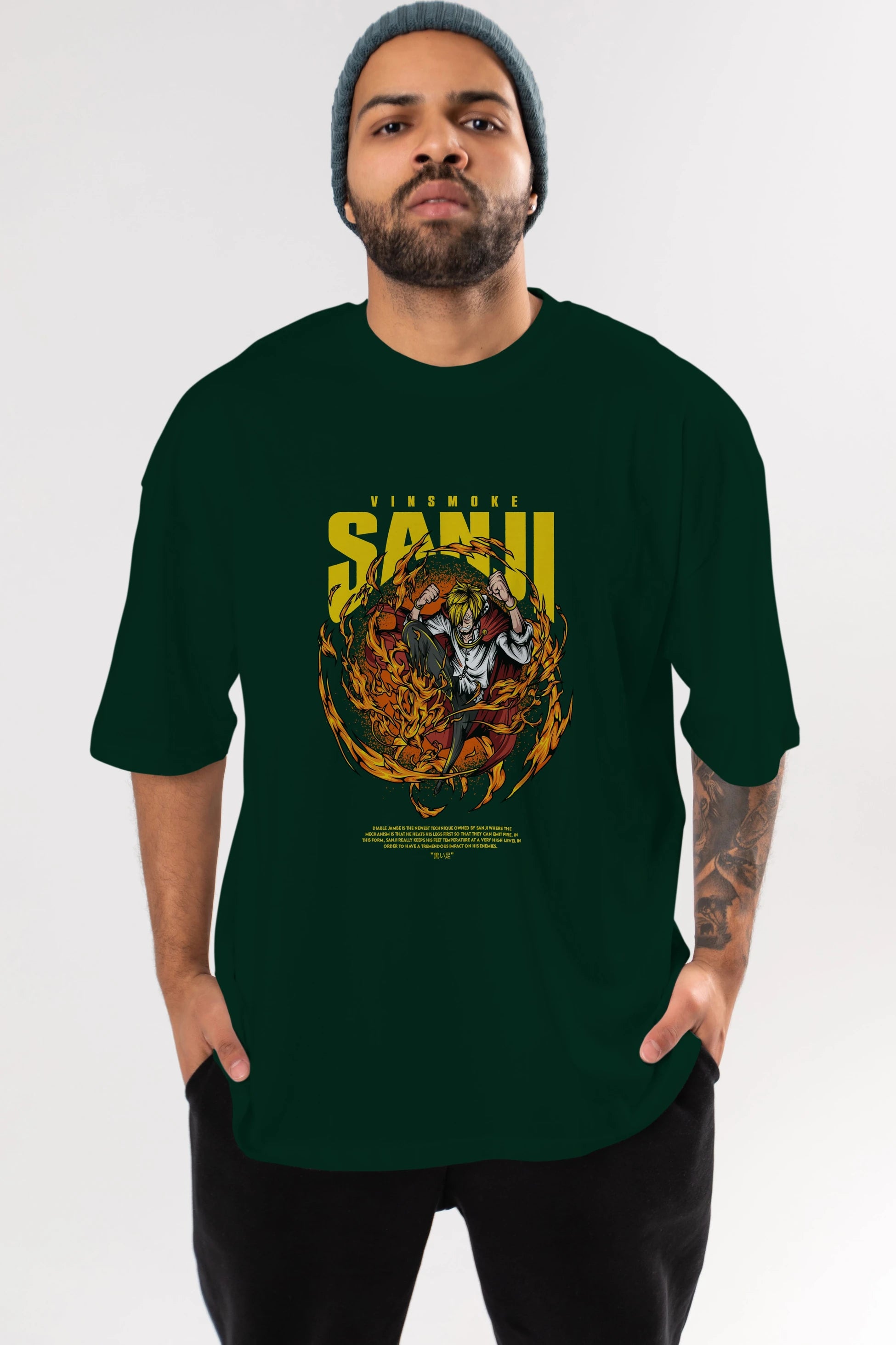 Vinsmoke Sanji Anime Ön Baskılı Oversize t-shirt %100 pamuk Erkek Kadın Unisex