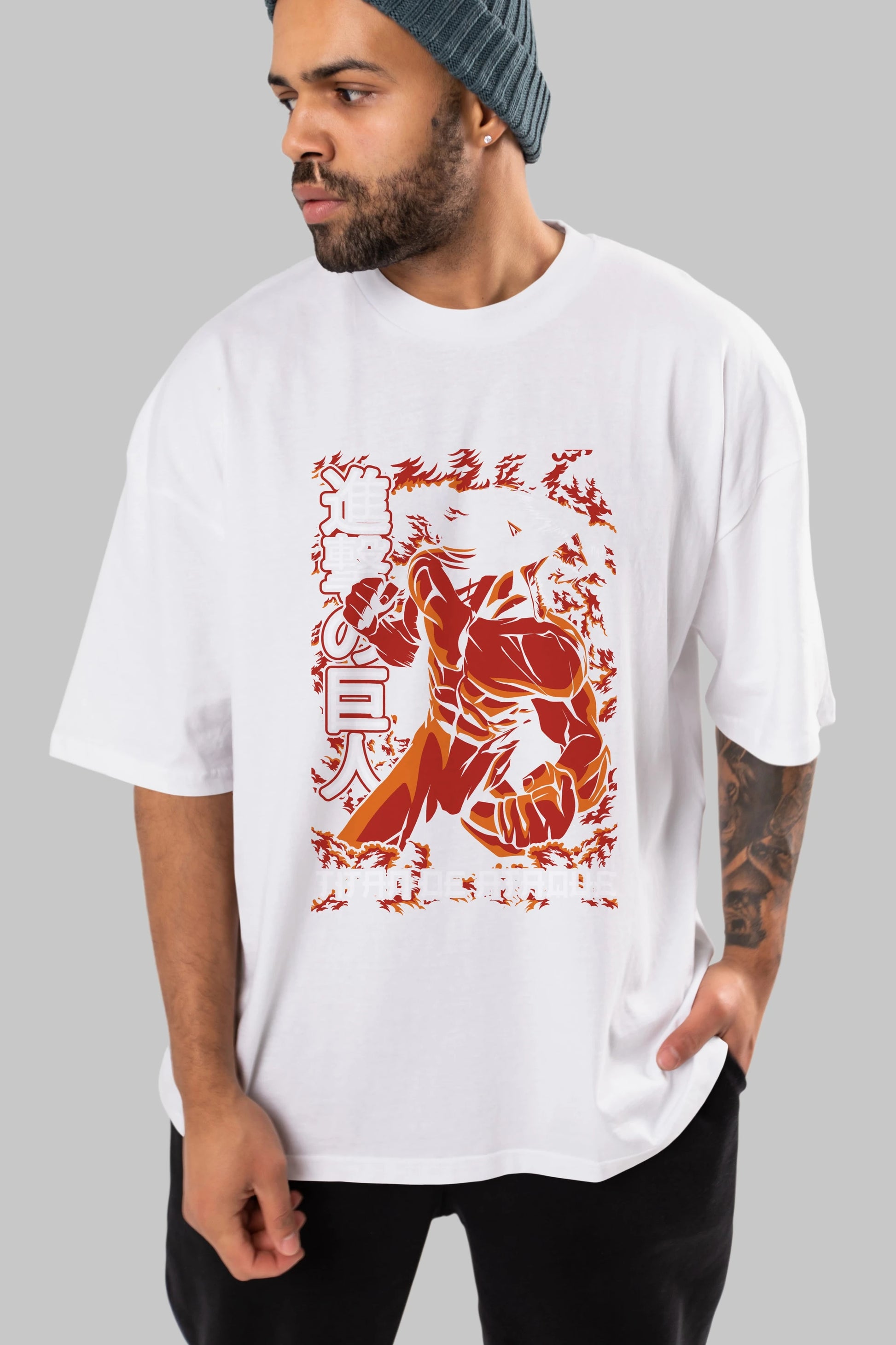 Eren Yeager Anime Ön Baskılı Oversize t-shirt Erkek Kadın Unisex