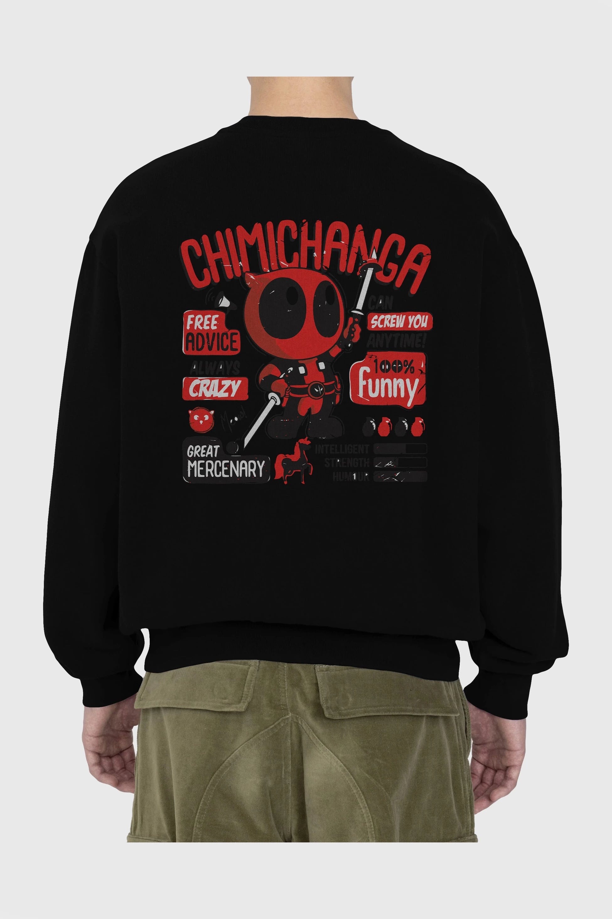 Deadpool (9) Arka Baskılı Oversize Sweatshirt Erkek Kadın Unisex