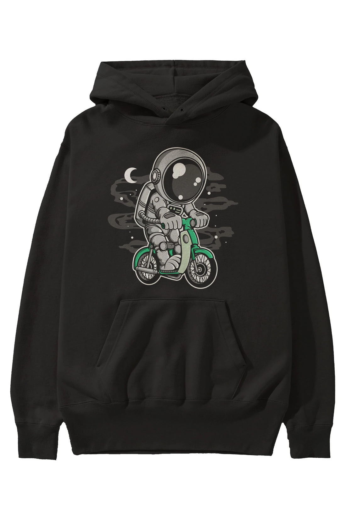 Astronaut Classic Motorbike Ön Baskılı Hoodie Oversize Kapüşonlu Sweatshirt Erkek Kadın Unisex