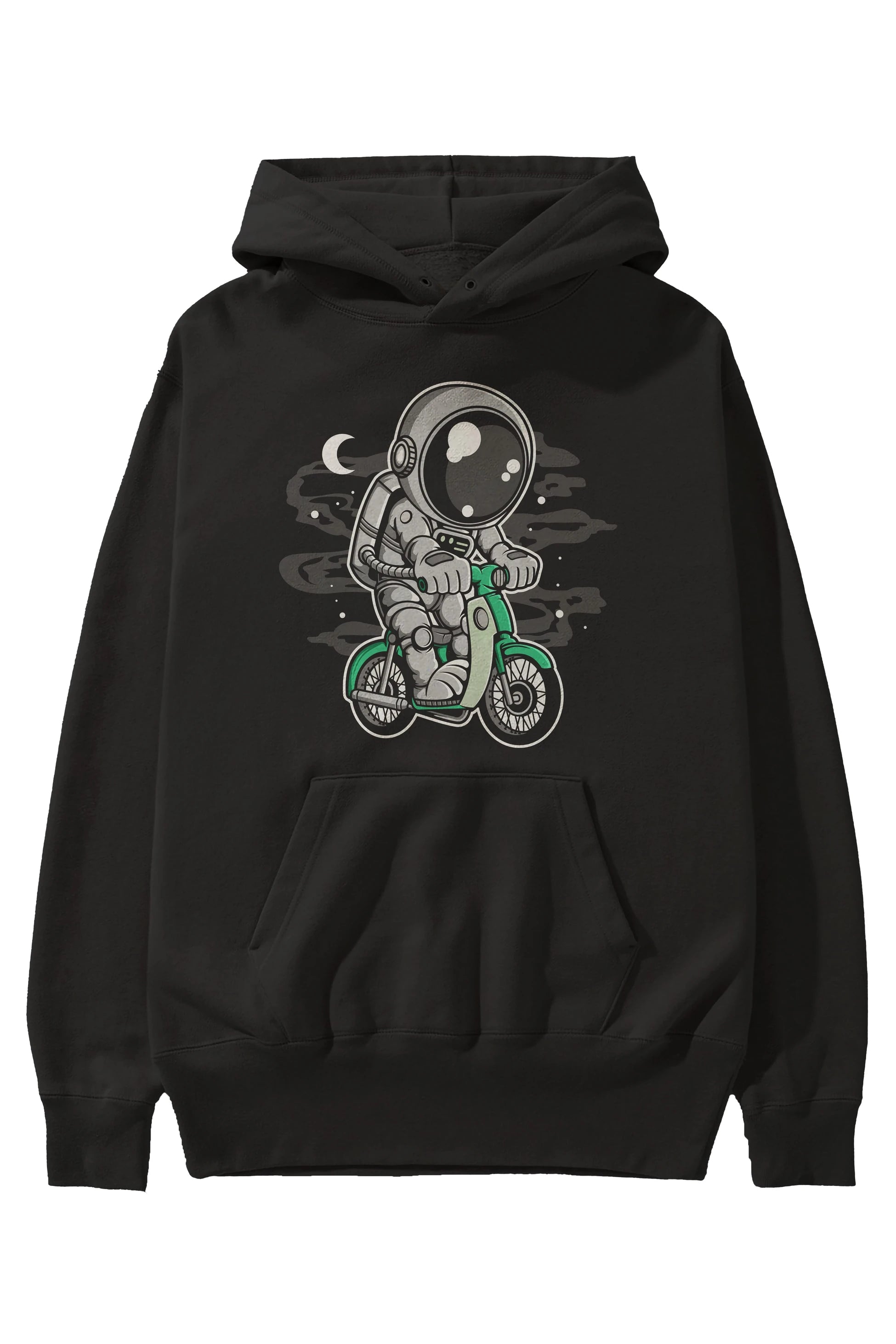 Astronaut Classic Motorbike Ön Baskılı Hoodie Oversize Kapüşonlu Sweatshirt Erkek Kadın Unisex