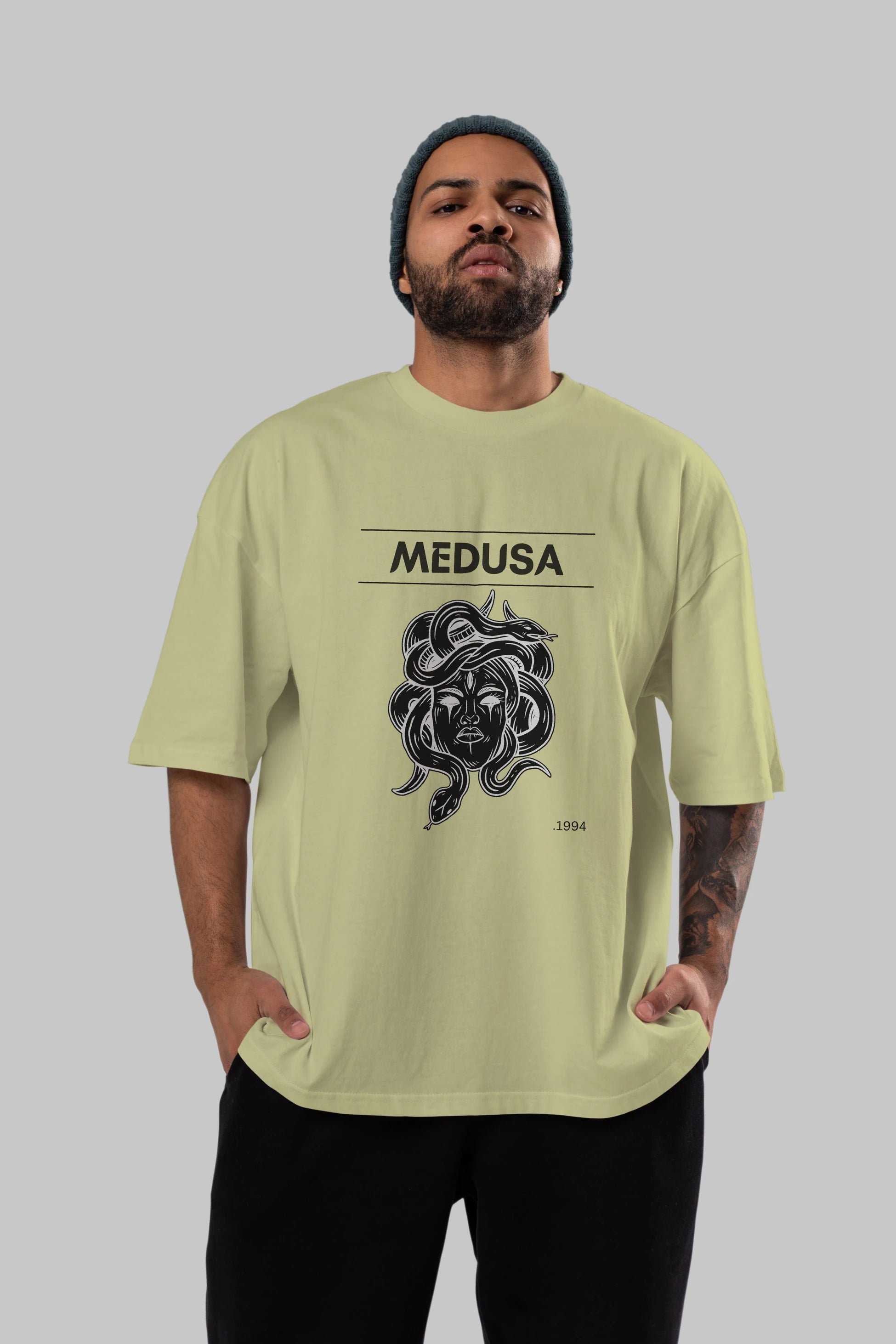 Medusa Ön Baskılı Oversize t-shirt Erkek Kadın Unisex