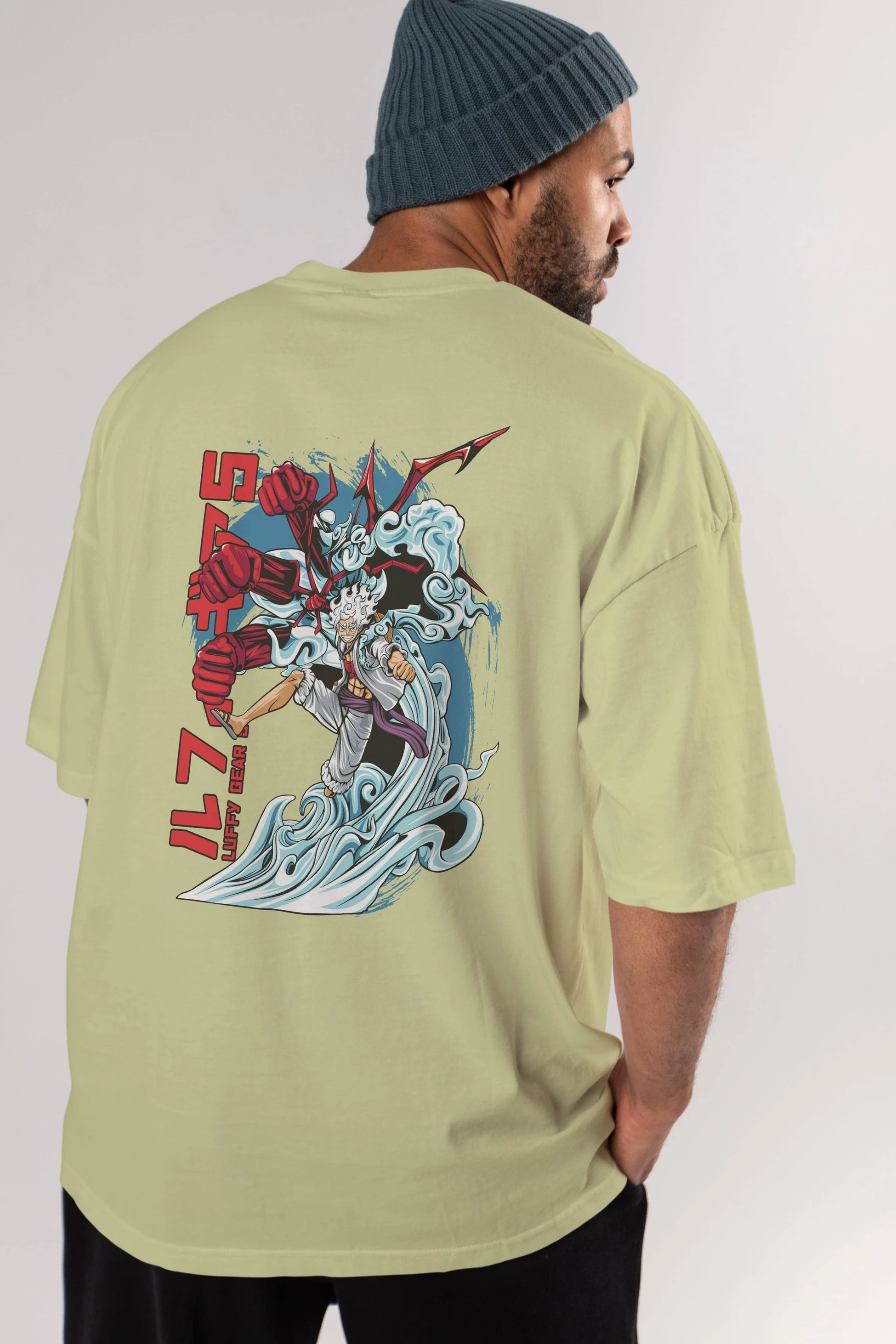 MONKEY D. LUFFY GEAR5 2 Anime Arka Baskılı Oversize t-shirt Erkek Kadın Unisex