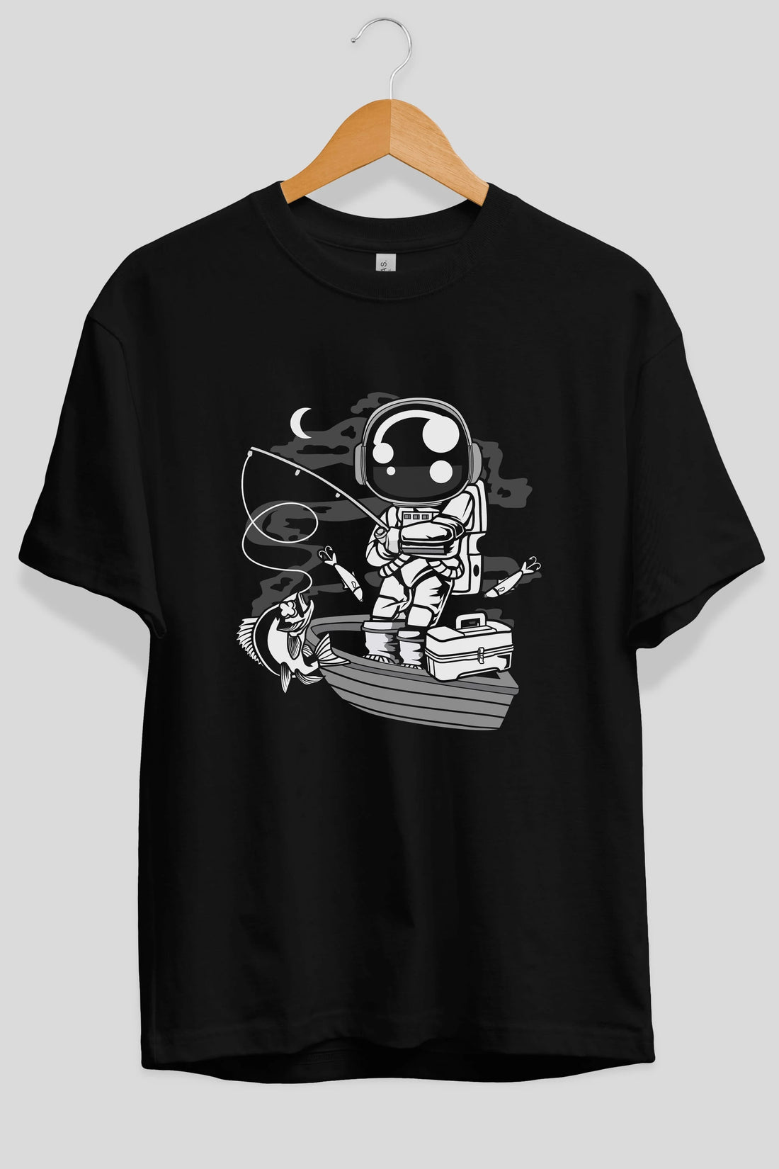 Astronaut Fisherman Ön Baskılı Oversize t-shirt Erkek Kadın Unisex