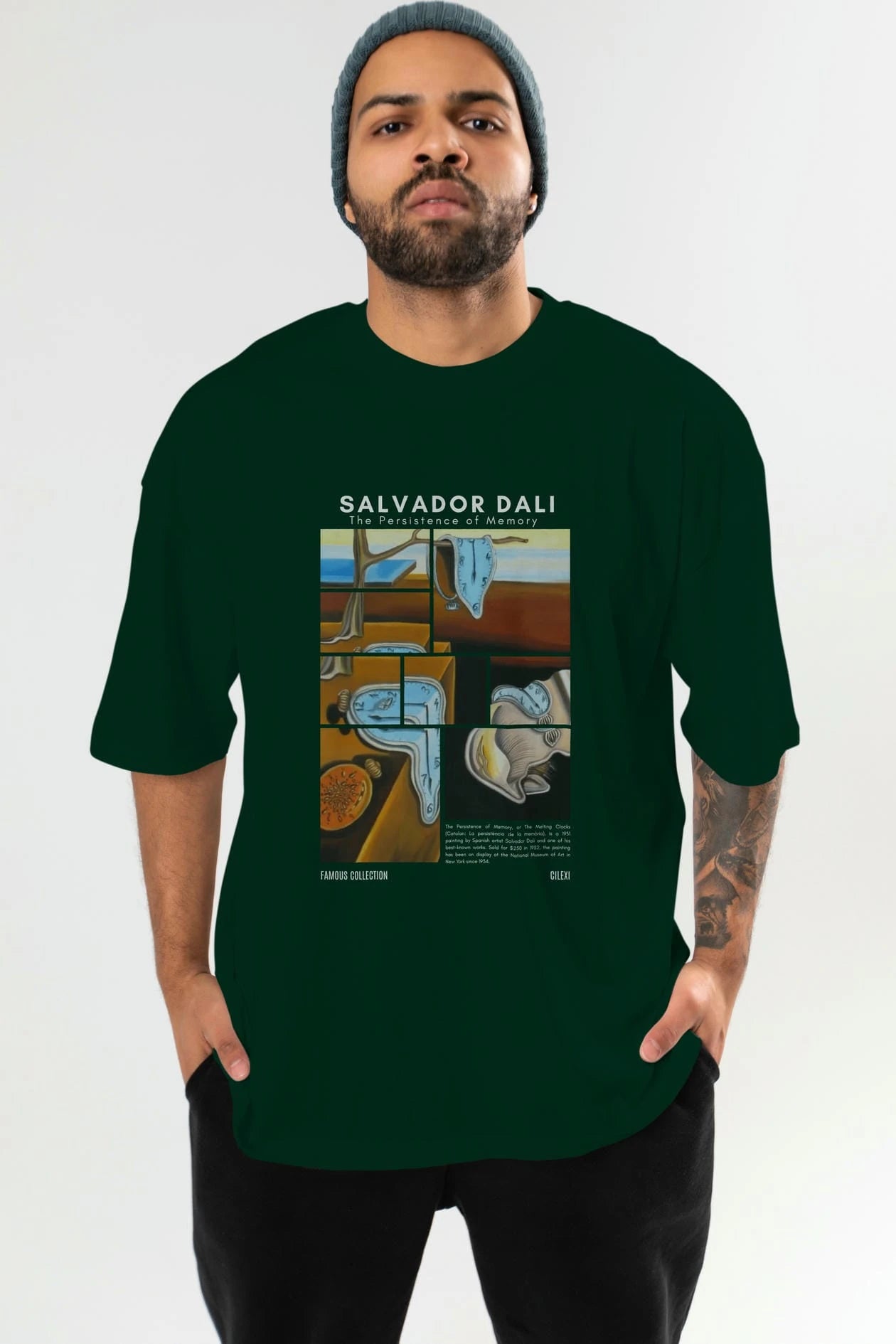 Salvador Dali ön Baskılı Oversize t-shirt Erkek Kadın Bisiklet Yaka Pamuk tişort