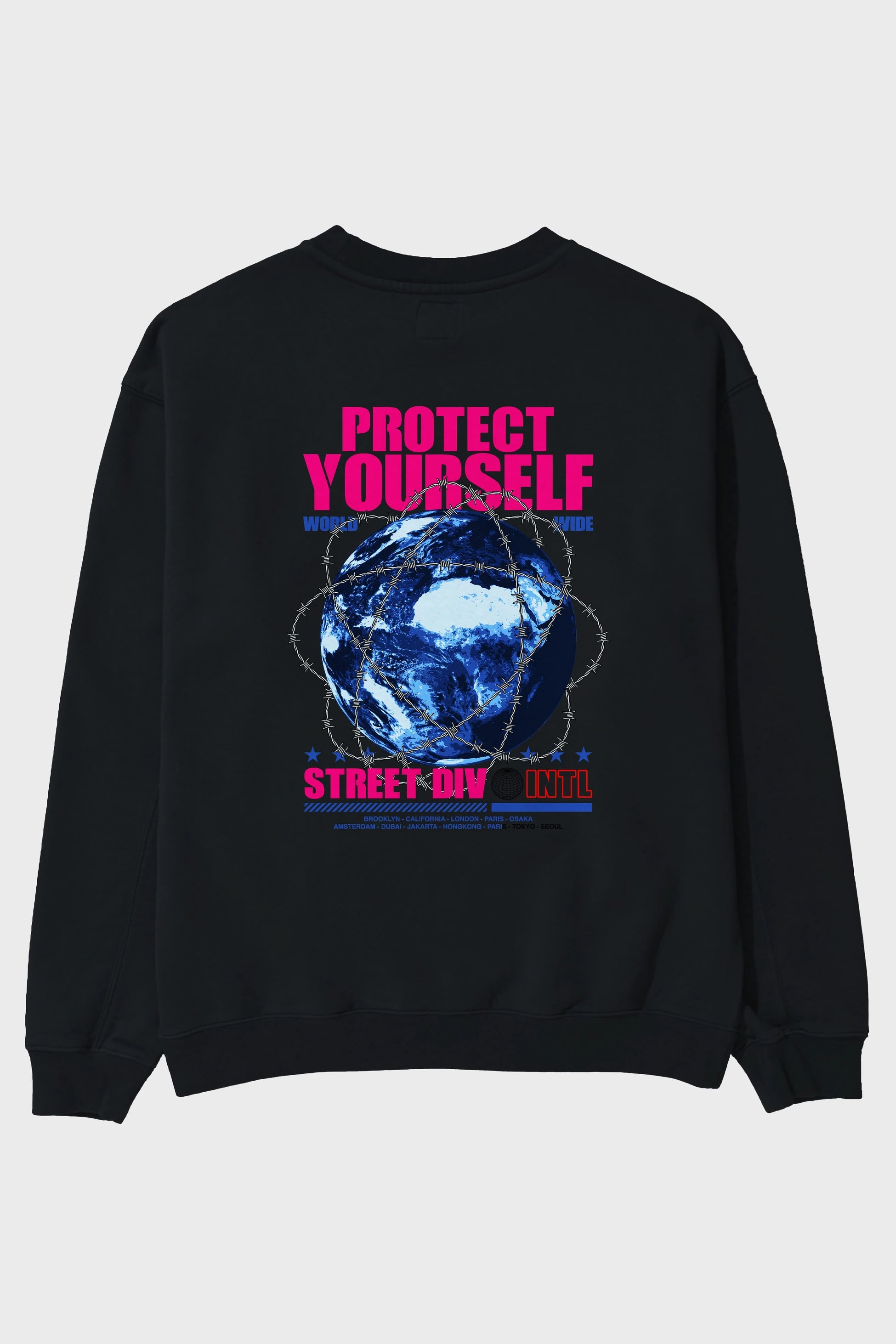 Protect Yourself Arka Baskılı Oversize Sweatshirt Erkek Kadın Unisex