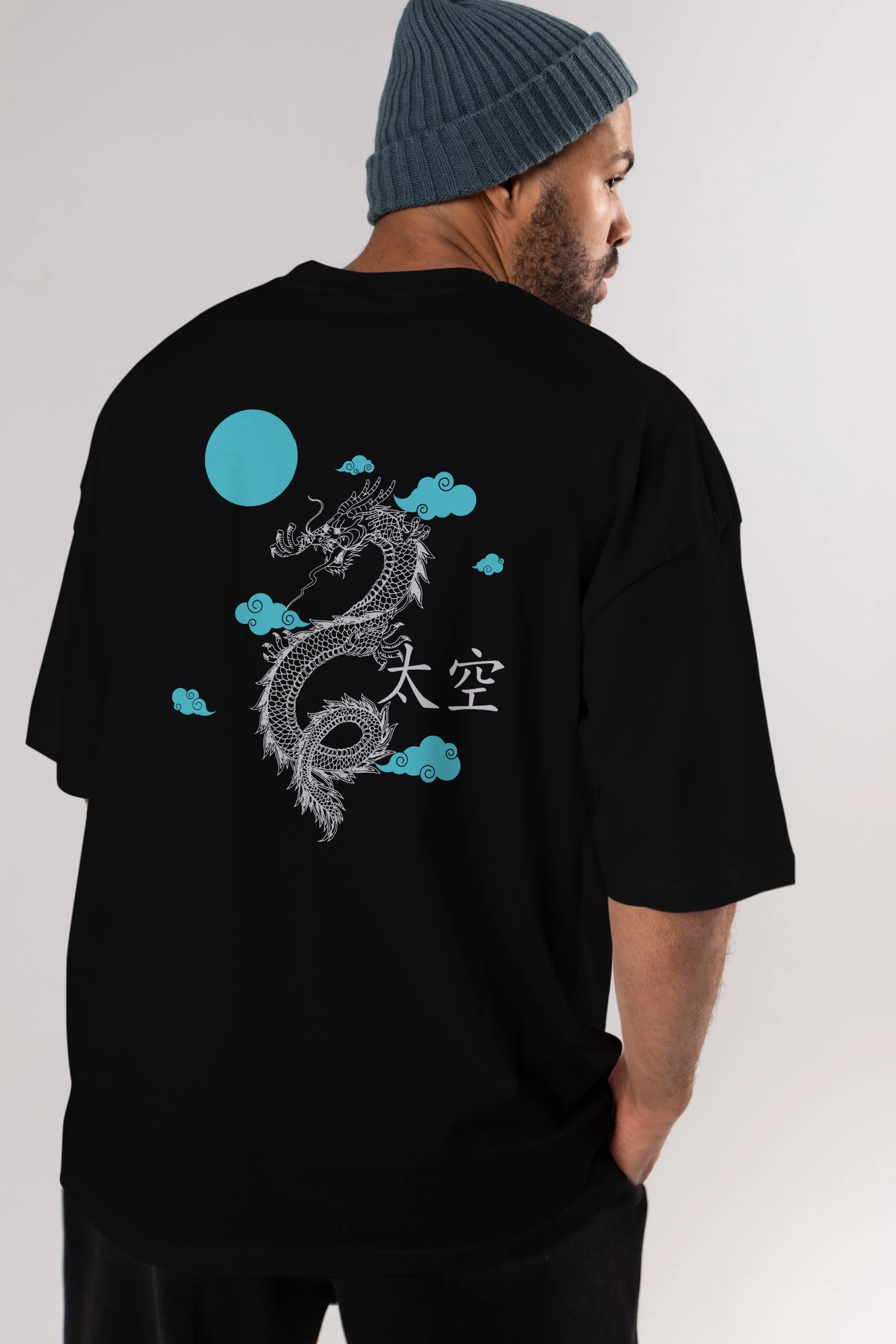Chinese Dragon Arka Baskılı Oversize t-shirt Erkek Kadın Unisex