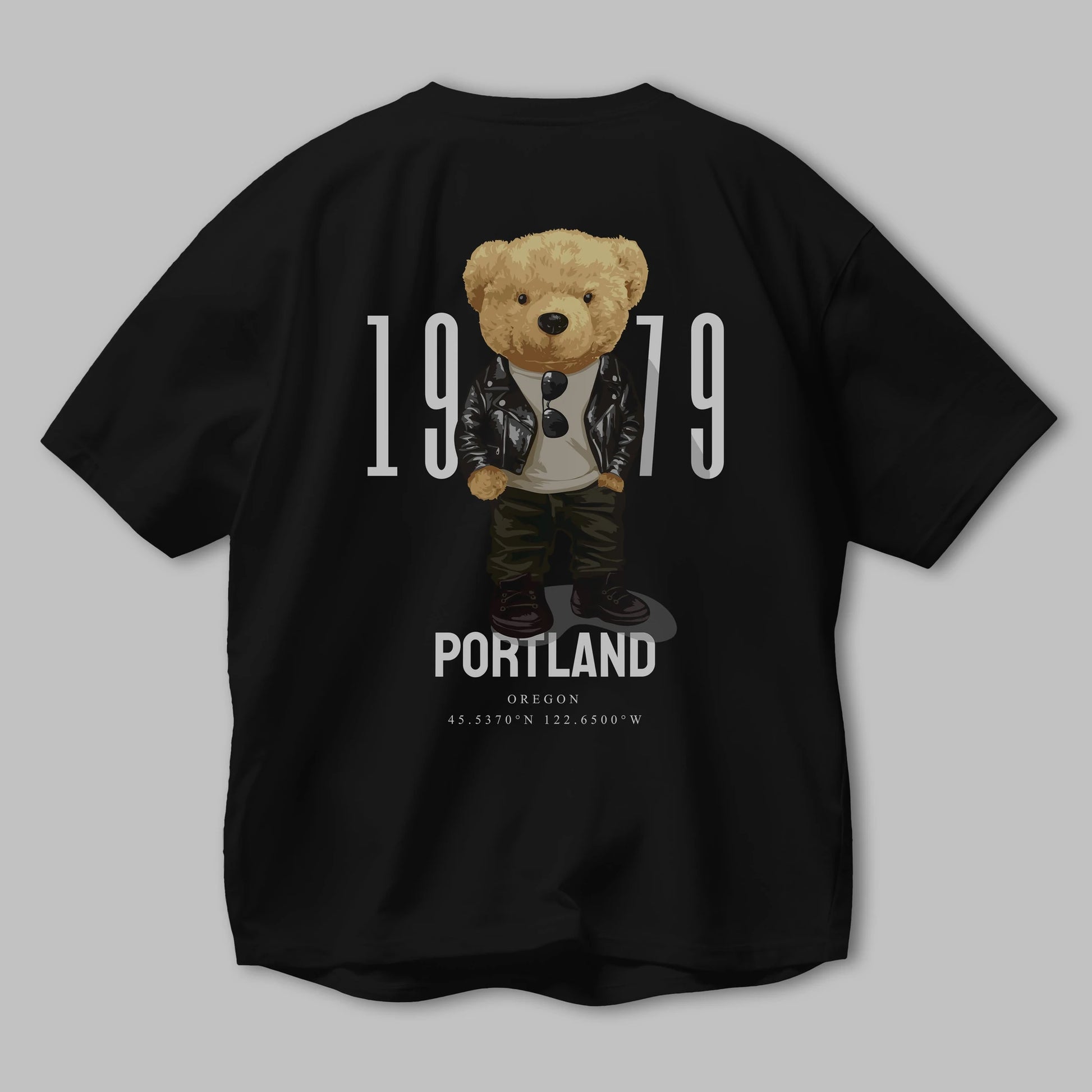 Teddy Bear Portland Arka Baskılı Oversize t-shirt Erkek Kadın Unisex %100 Pamuk