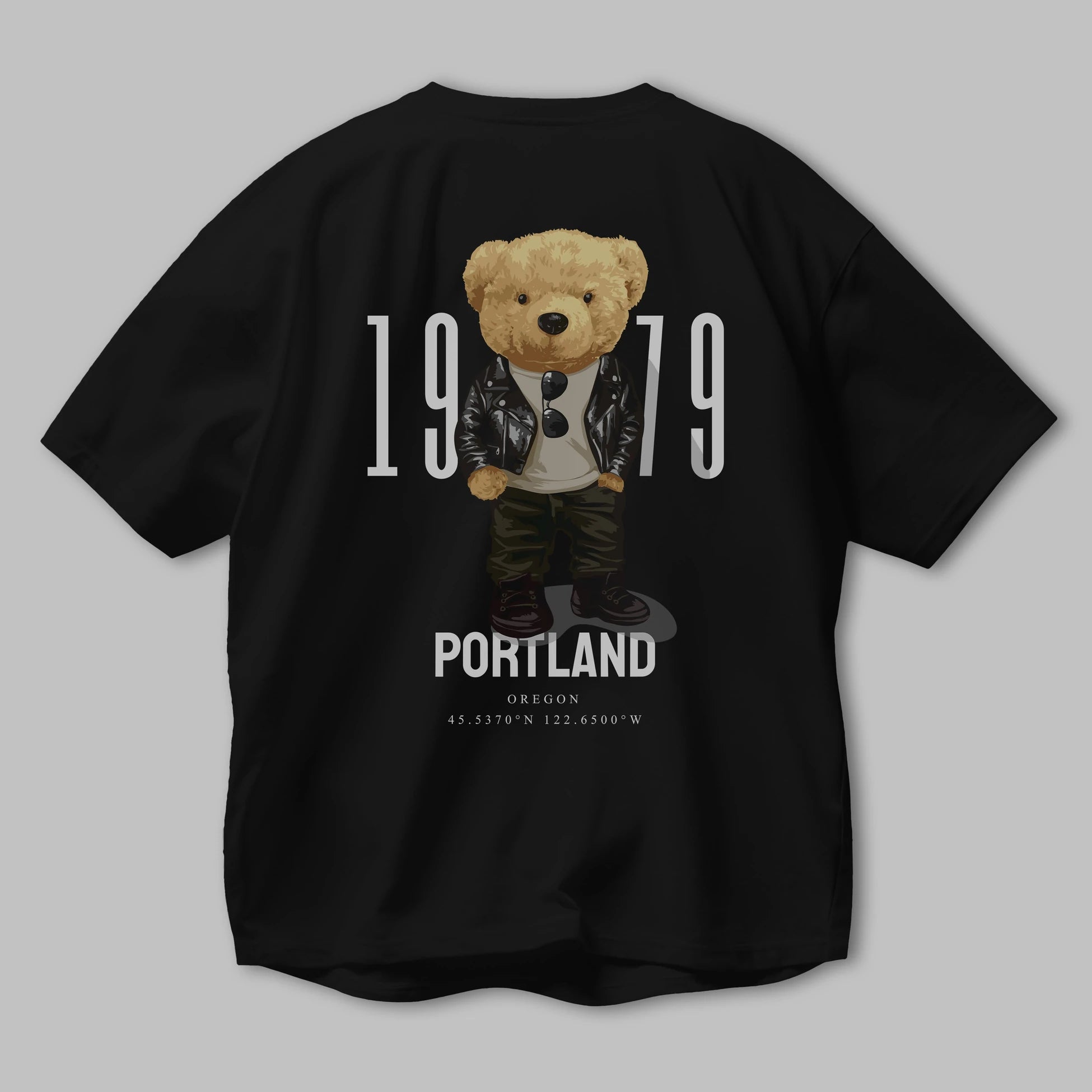 Teddy Bear Portland Arka Baskılı Oversize t-shirt Erkek Kadın Unisex %100 Pamuk