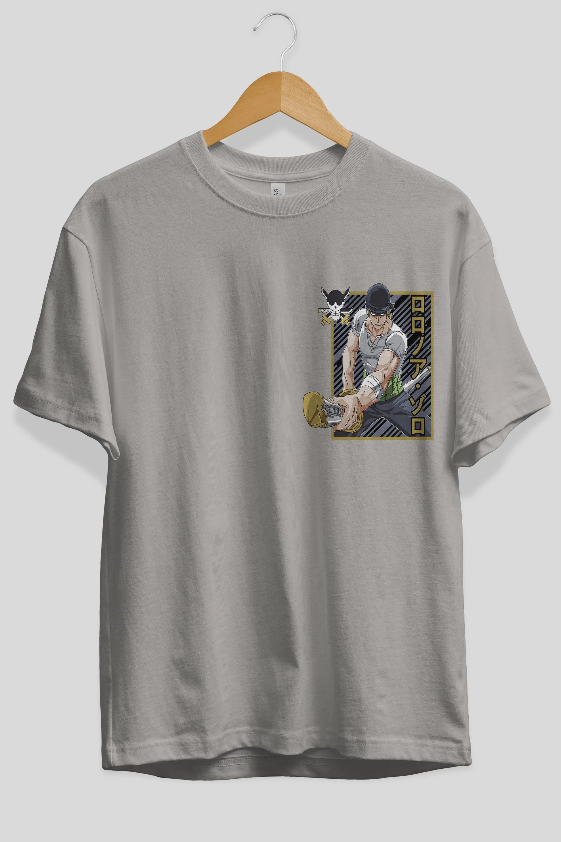RORONOA ZORO Ön Sol Baskılı Oversize t-shirt Erkek Kadın Unisex %100 Pamuk Bisiklet Yaka tişort
