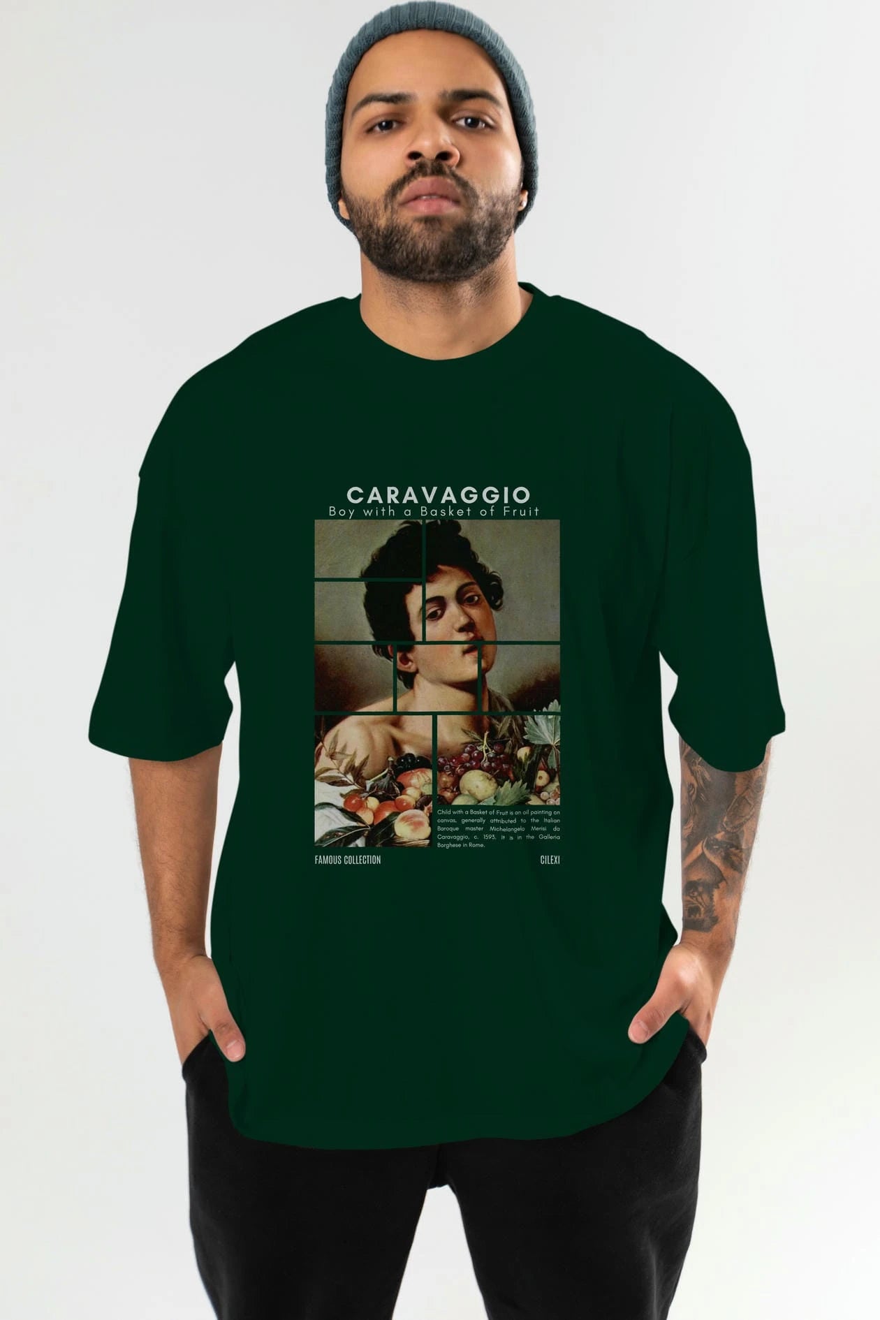 Caravaggio Boy ön Baskılı Oversize t-shirt Erkek Kadın Bisiklet Yaka Pamuk tişort