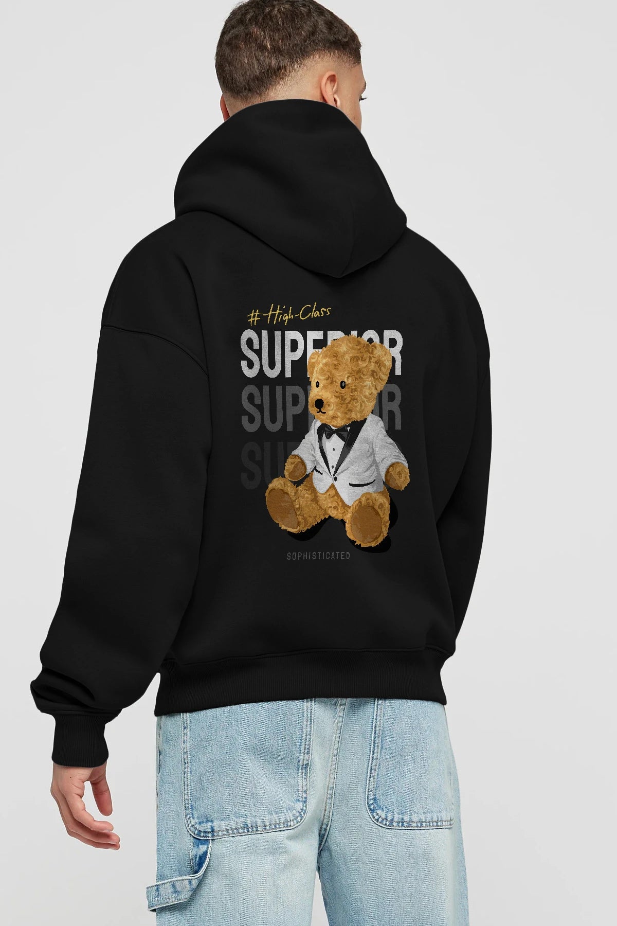 Teddy Bear Superior Arka Baskılı Hoodie Oversize Kapüşonlu Sweatshirt Erkek Kadın Unisex