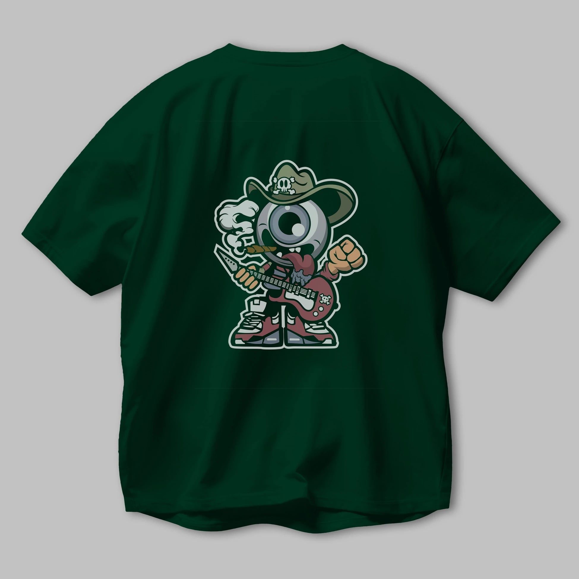 Eyeball Rockstar Cowboy Arka Baskılı Oversize t-shirt Erkek Kadın Unisex %100 Pamuk tişort