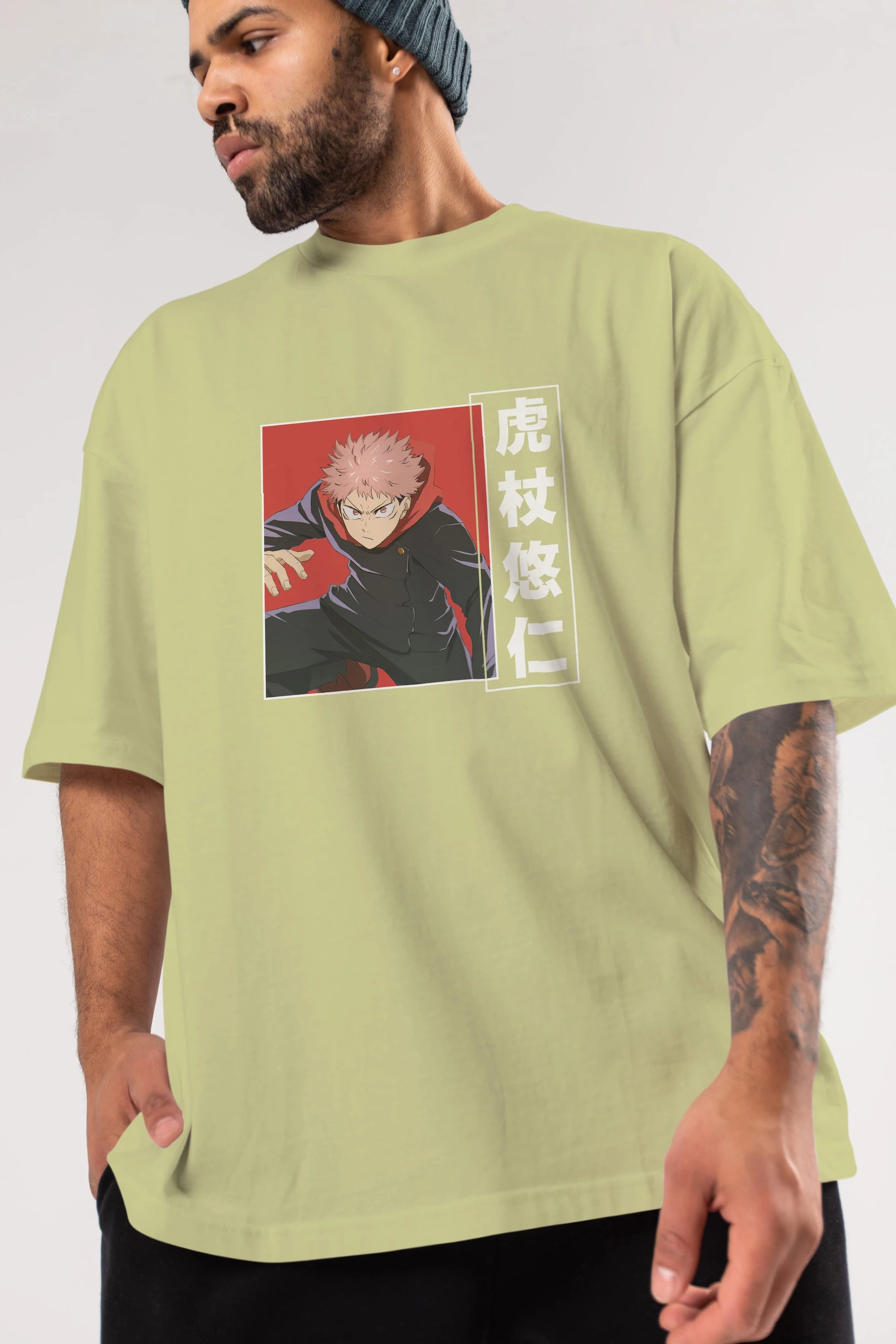 Yuuji Itadori 2 Anime Ön Baskılı Oversize t-shirt %100 pamuk Erkek Kadın Unisex