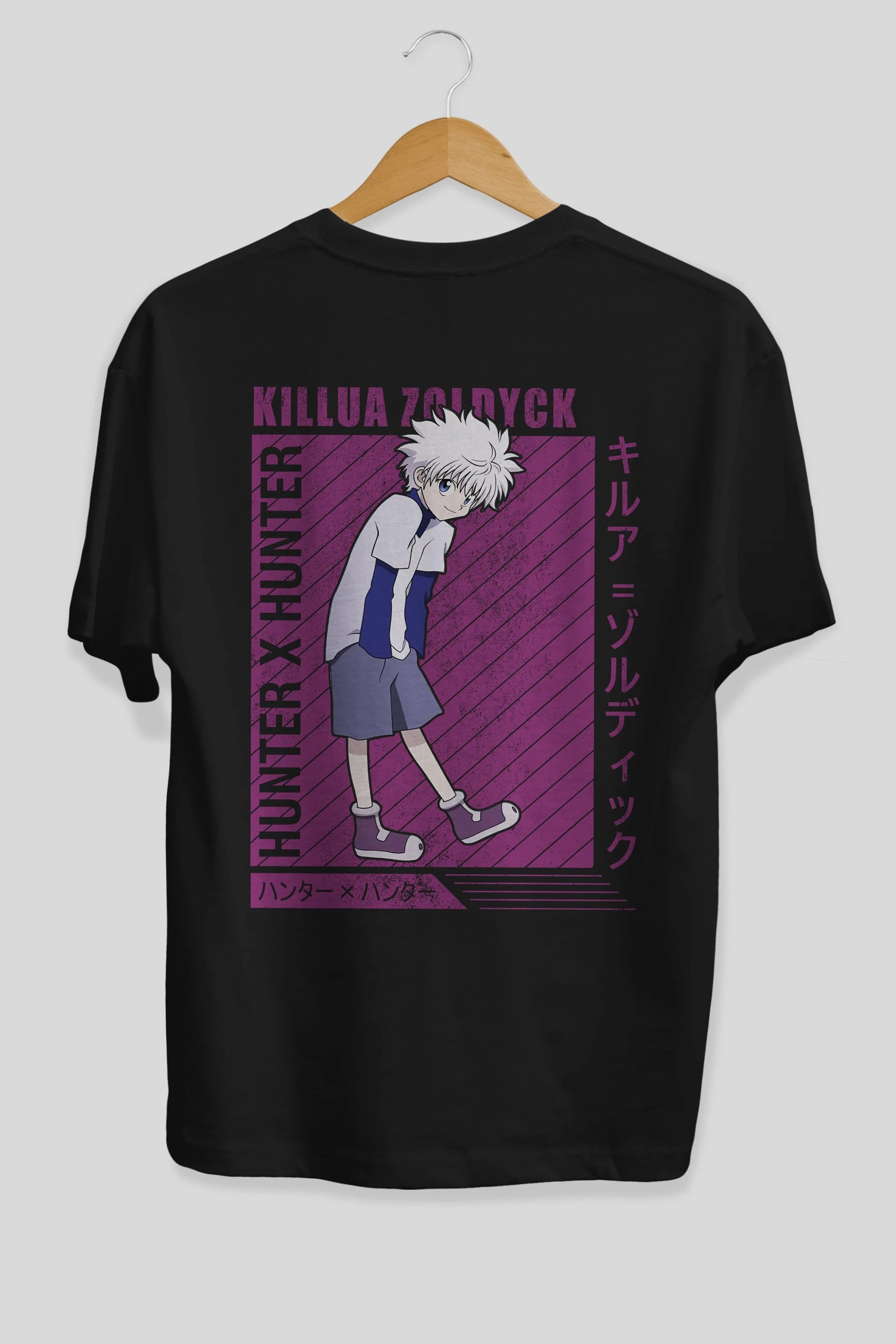 Killua Zoldyck 3 1 Anime Arka Baskılı Oversize t-shirt Erkek Kadın Unisex