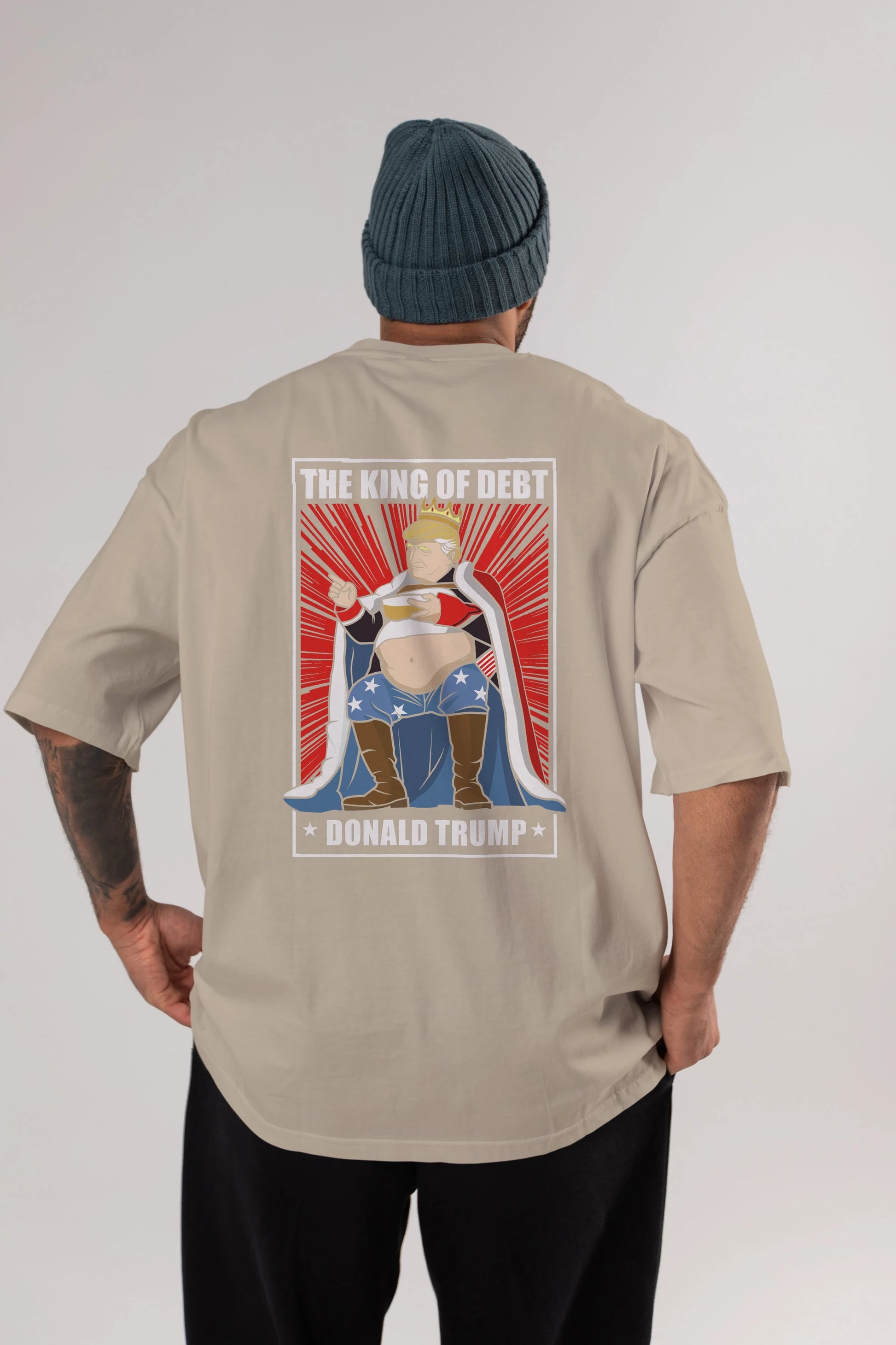 Trump King Arka Baskılı Oversize t-shirt Erkek Kadın Unisex %100 Pamuk tişort
