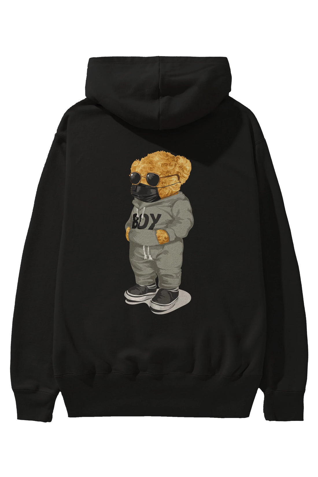 Teddy Bear Boy Arka Baskılı Hoodie Oversize Kapüşonlu Sweatshirt Erkek Kadın Unisex