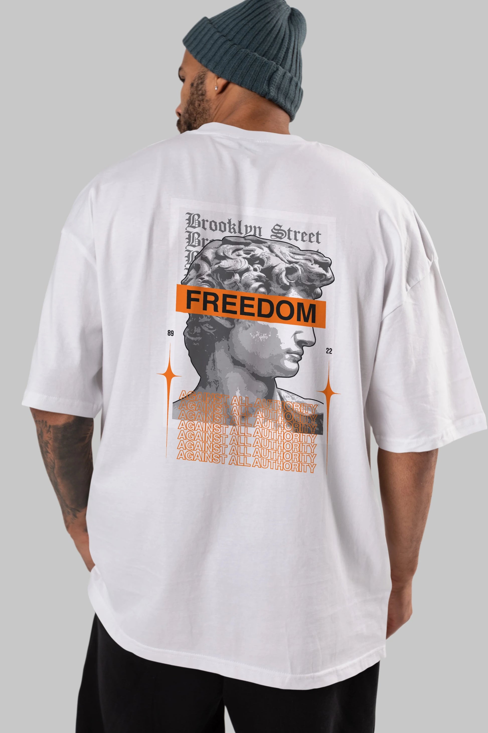 Brooklyn Street Arka Baskılı Oversize t-shirt Erkek Kadın Unisex