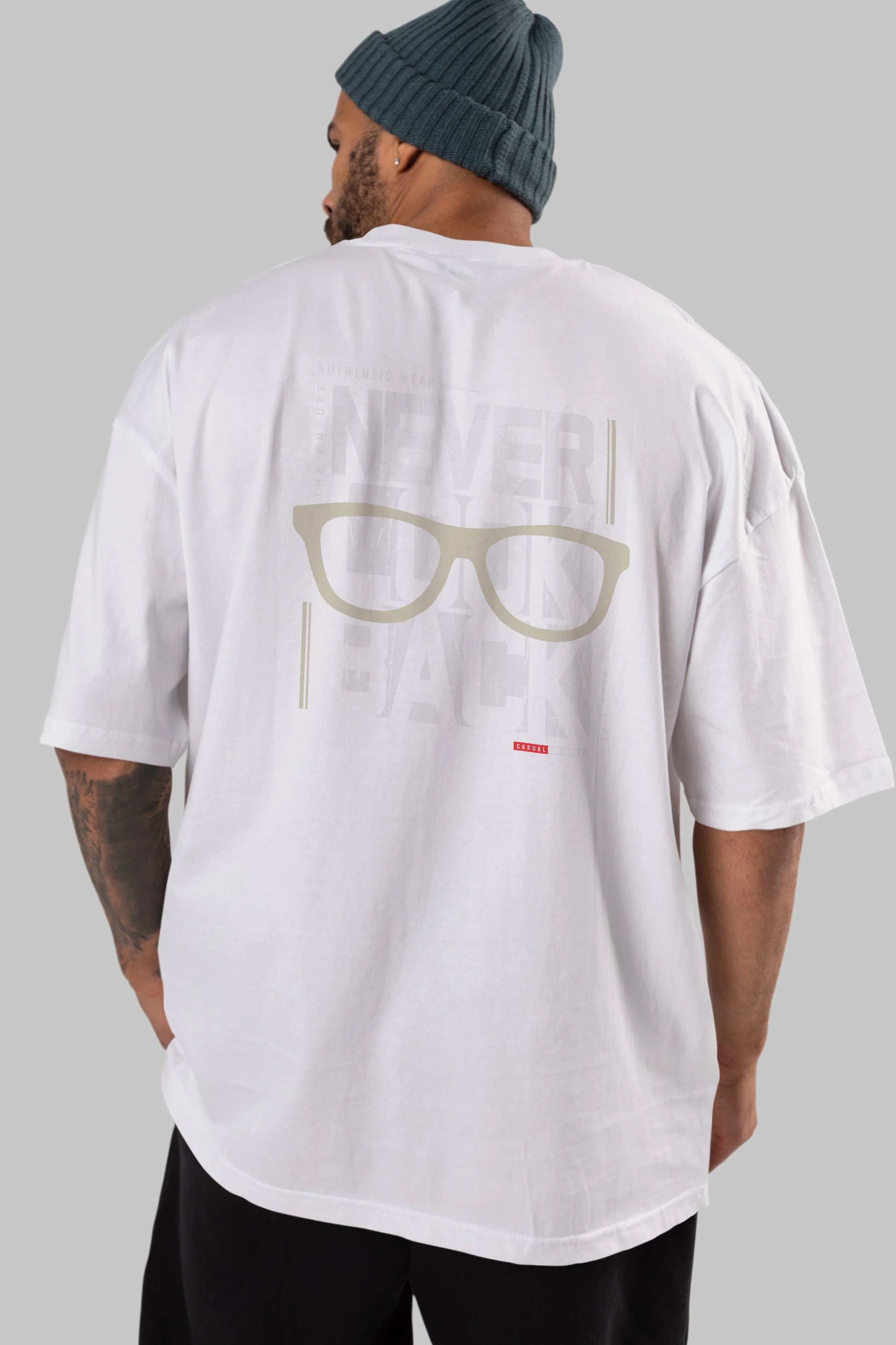 Never Look Back Arka Baskılı Oversize t-shirt Erkek Kadın Unisex