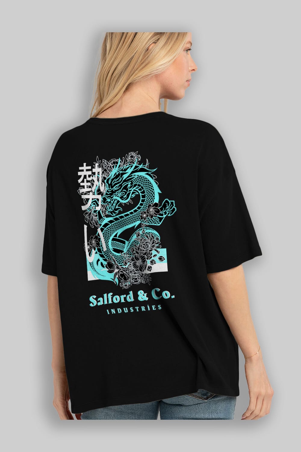 Dragon Arka Baskılı Oversize t-shirt Erkek Kadın Unisex