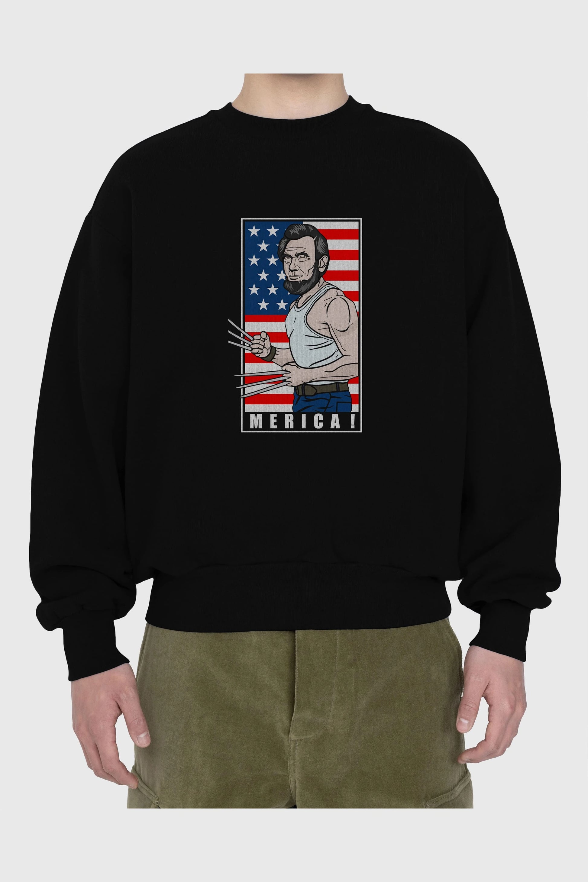 Wolverlincoln Ön Baskılı Oversize Sweatshirt Erkek Kadın Unisex