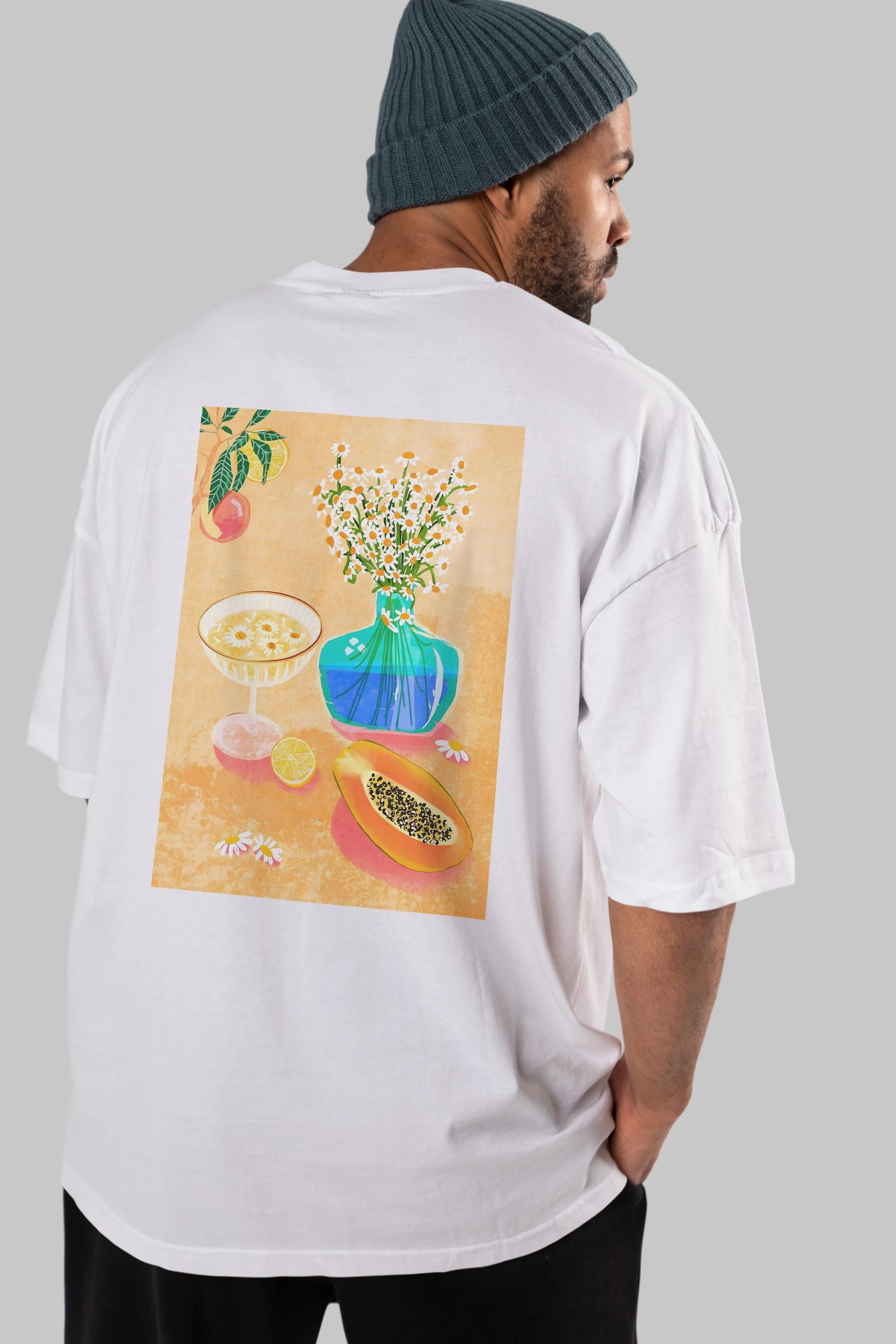 Cheers 2 Arka Baskılı Oversize t-shirt Erkek Kadın Unisex %100 Pamuk Bisiklet Yaka tişort