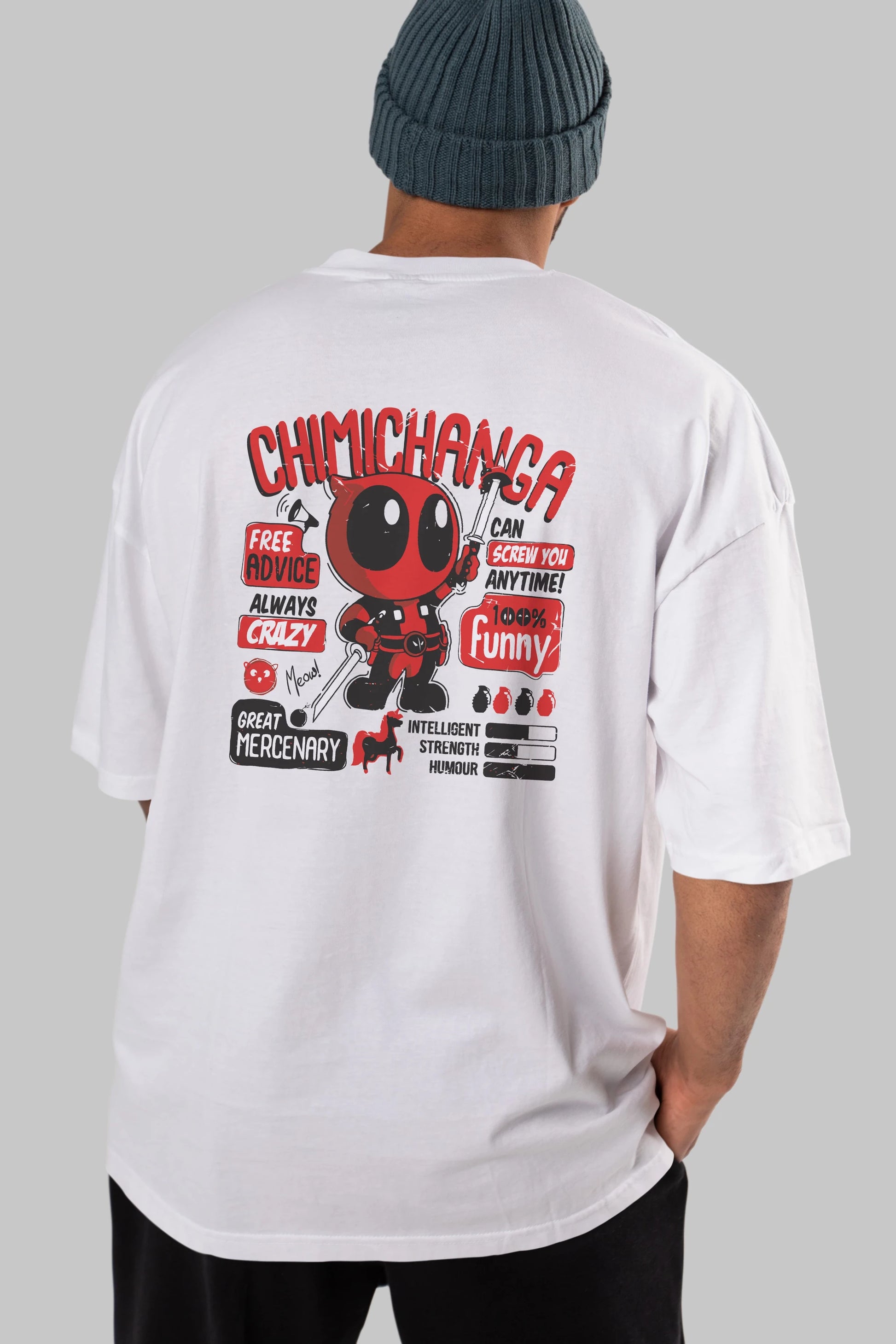 Deadpool (9) Arka Baskılı Oversize t-shirt Erkek Kadın Unisex %100 Pamuk Bisiklet Yaka tişort