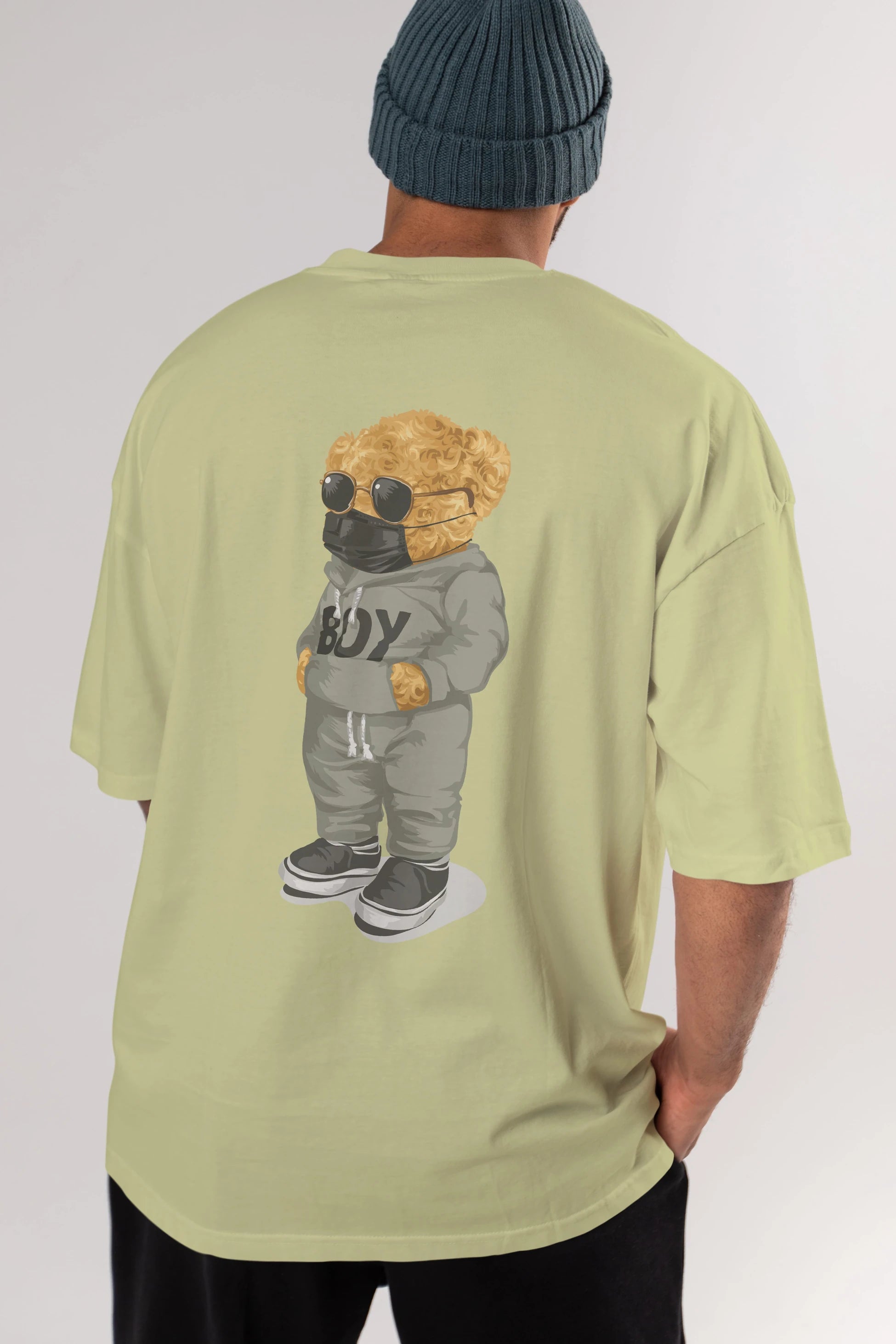 Teddy Bear Boy Arka Baskılı Oversize t-shirt Erkek Kadın Unisex %100 Pamuk