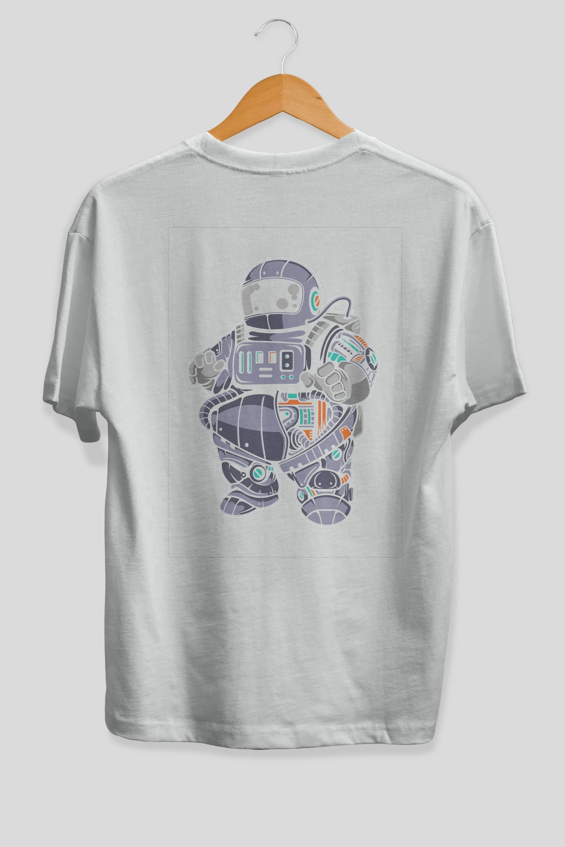 Fat Astronaut Robot Arka Baskılı Oversize t-shirt Erkek Kadın Unisex
