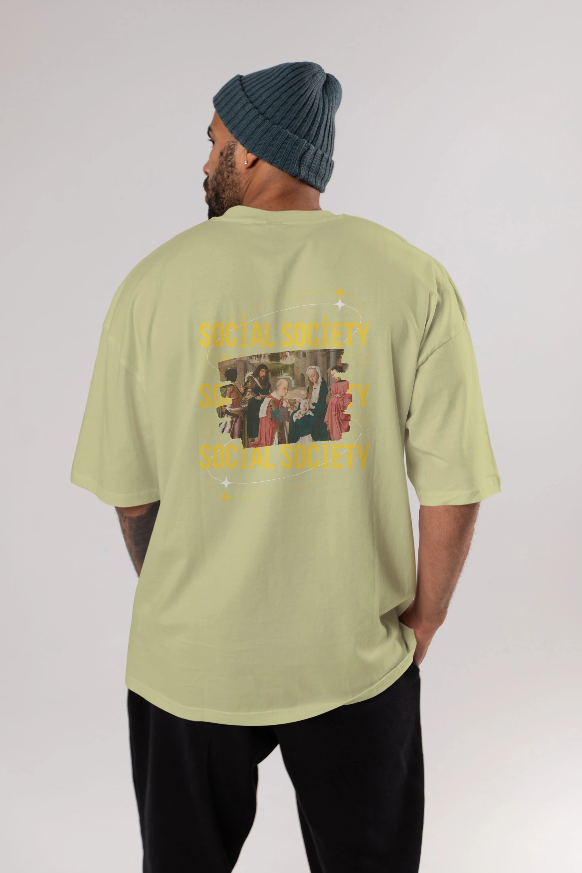 Social Society Yazılı Arka Baskılı Oversize t-shirt Erkek Kadın Unisex
