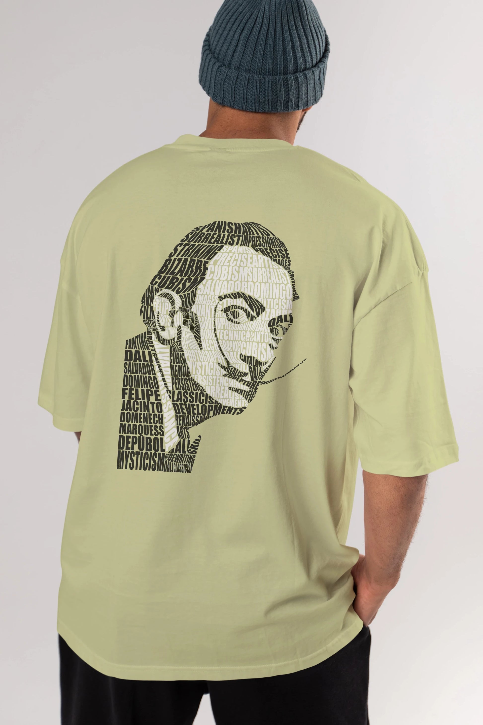 Salvador Dali Calligram Arka Baskılı Oversize t-shirt %100 pamuk Erkek Kadın Unisex