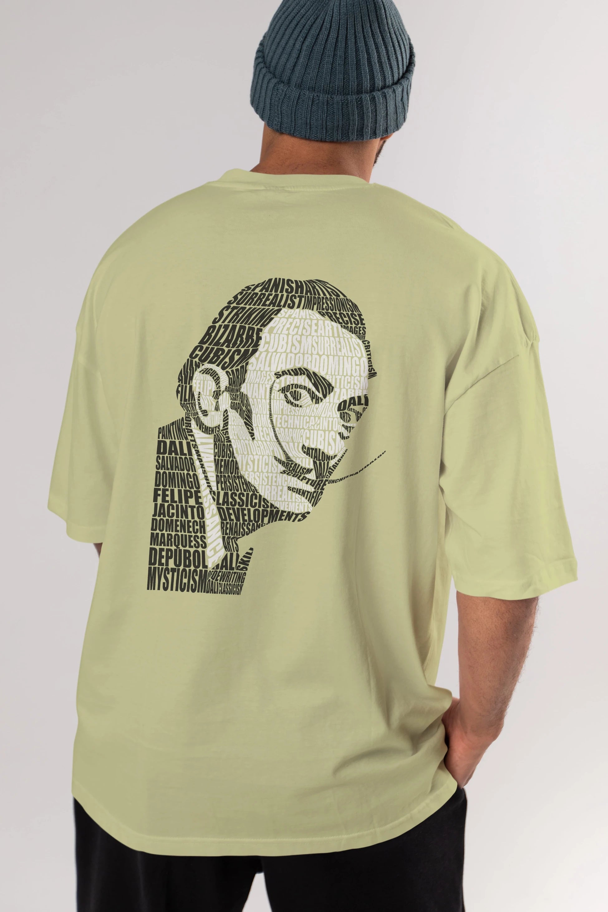 Salvador Dali Calligram Arka Baskılı Oversize t-shirt %100 pamuk Erkek Kadın Unisex