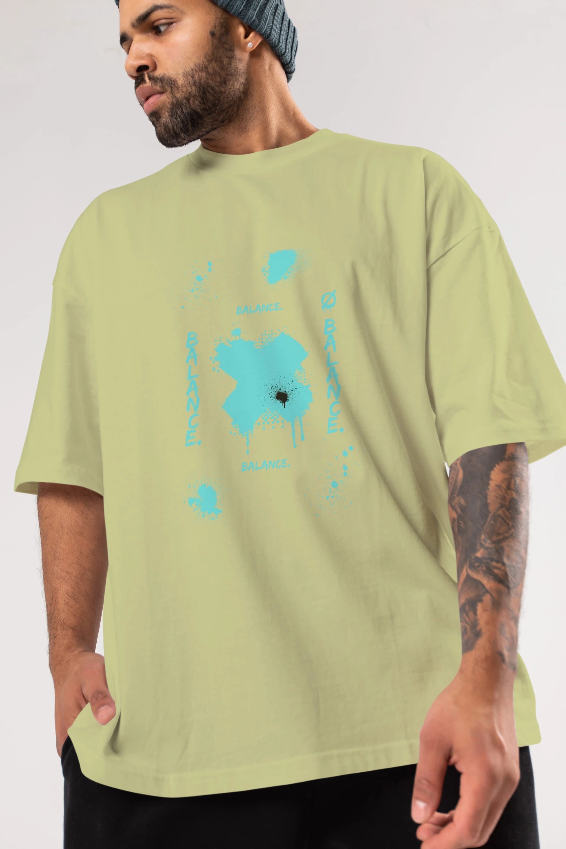 Balance Balance Yazılı Ön Baskılı Oversize t-shirt Erkek Kadın Unisex