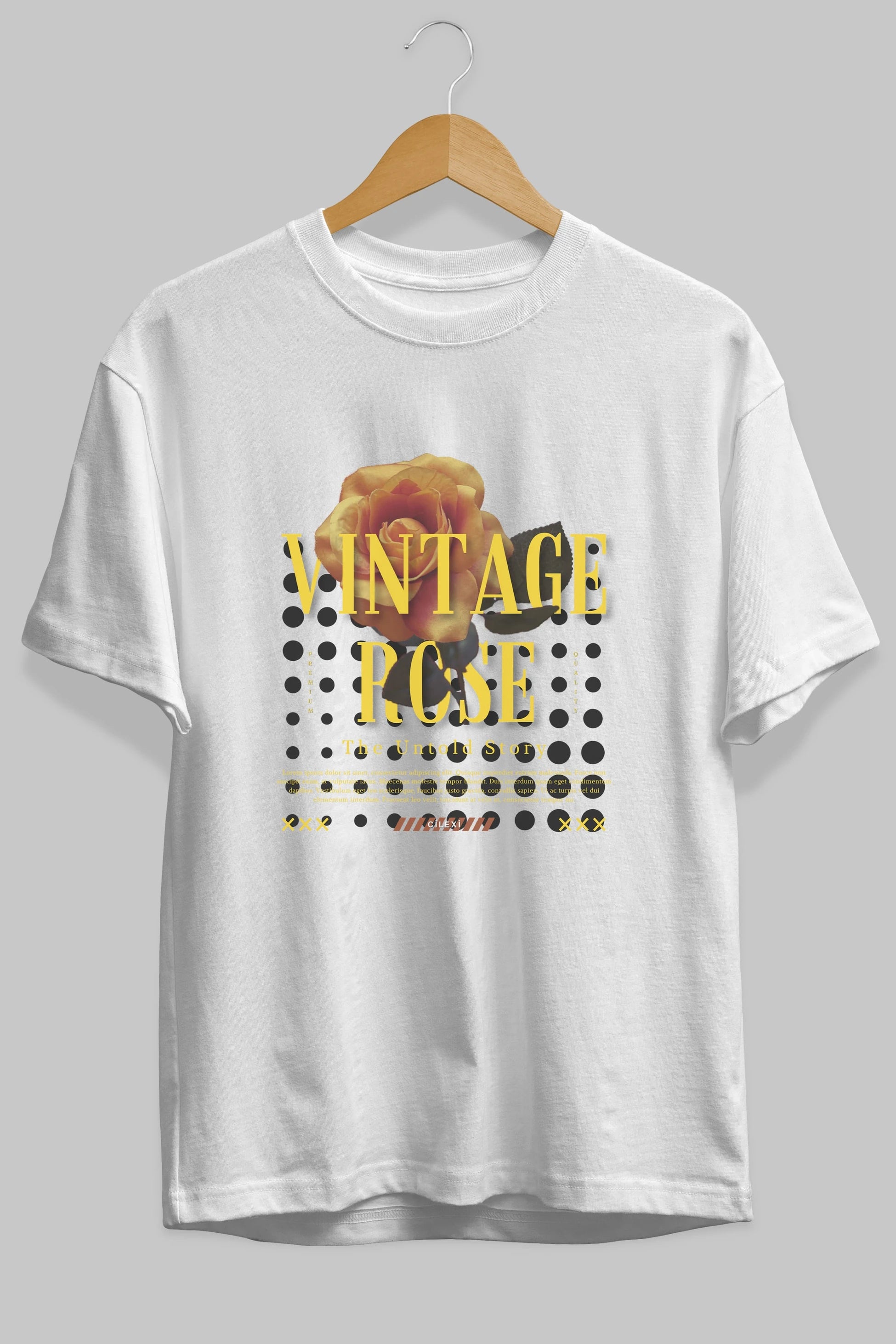 Vintage Rose Yazılı Ön Baskılı Oversize t-shirt Erkek Kadın Unisex