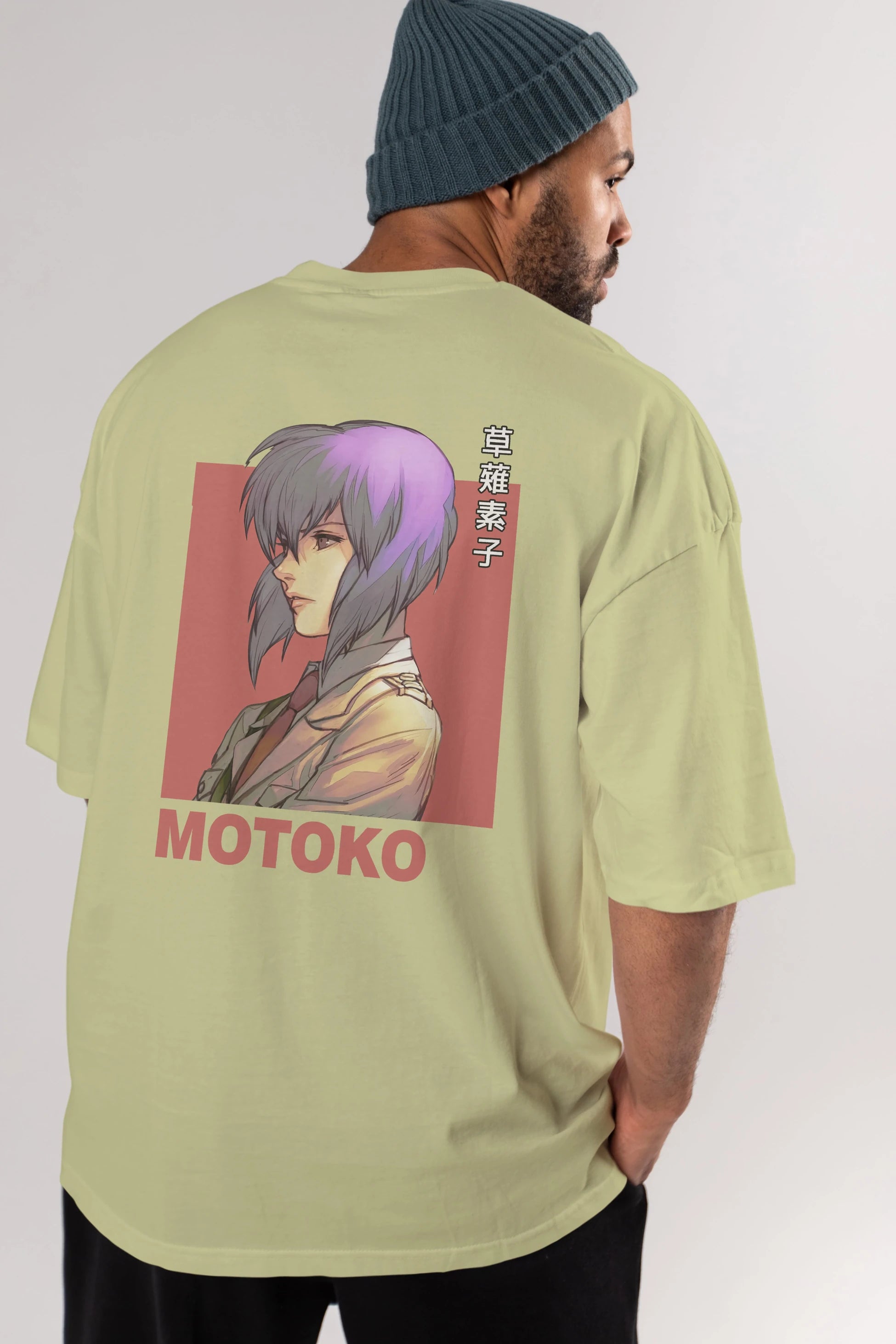 Motoko Kusanagi 12 Anime Arka Baskılı Oversize t-shirt Erkek Kadın Unisex