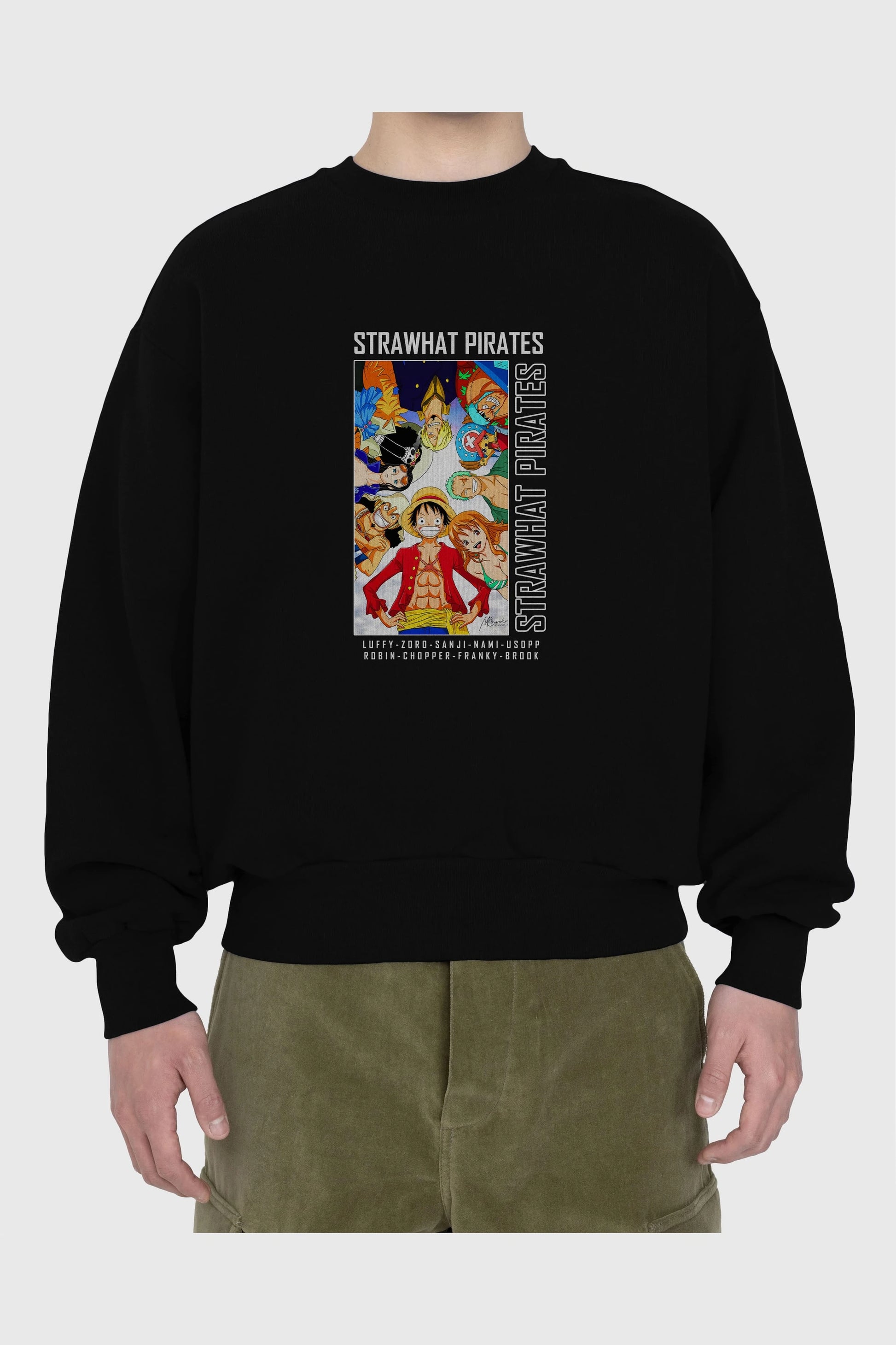 Luffy Strahwat Ön Baskılı Anime Oversize Sweatshirt Erkek Kadın Unisex