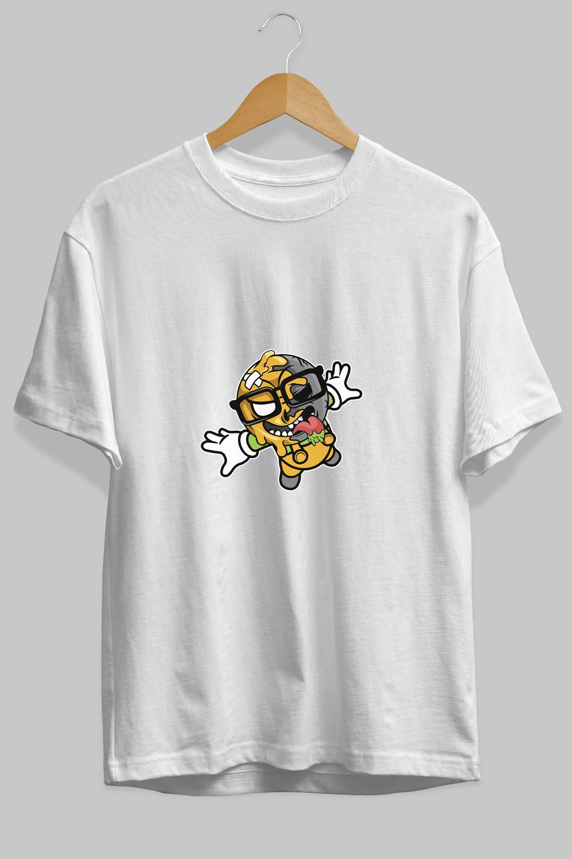 Smiley Jump Ön Baskılı Oversize t-shirt Erkek Kadın Unisex %100 Pamuk tişort