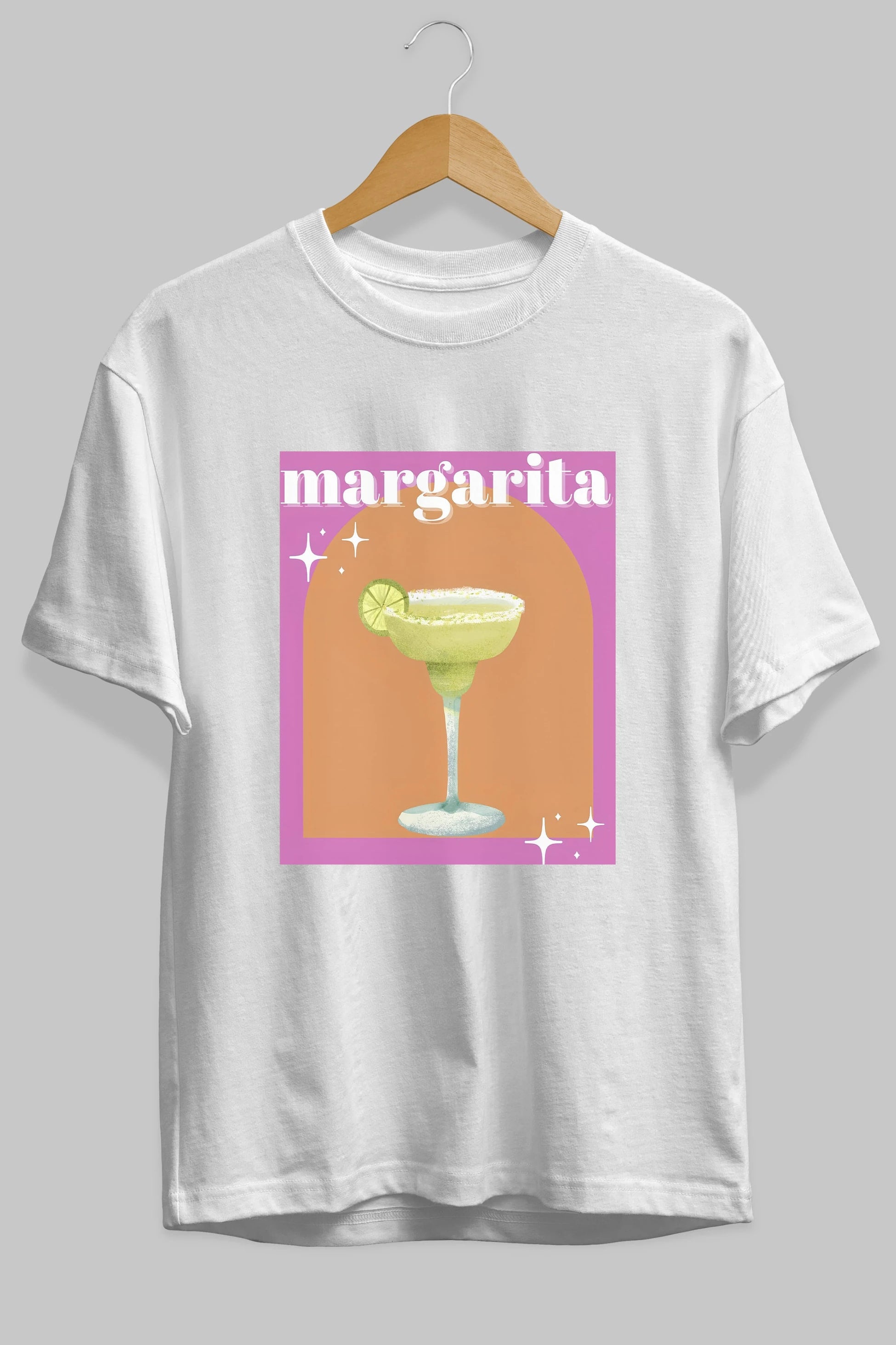 Margarita 7 Ön Baskılı Oversize t-shirt Erkek Kadın Unisex %100 Pamuk Bisiklet Yaka tişort
