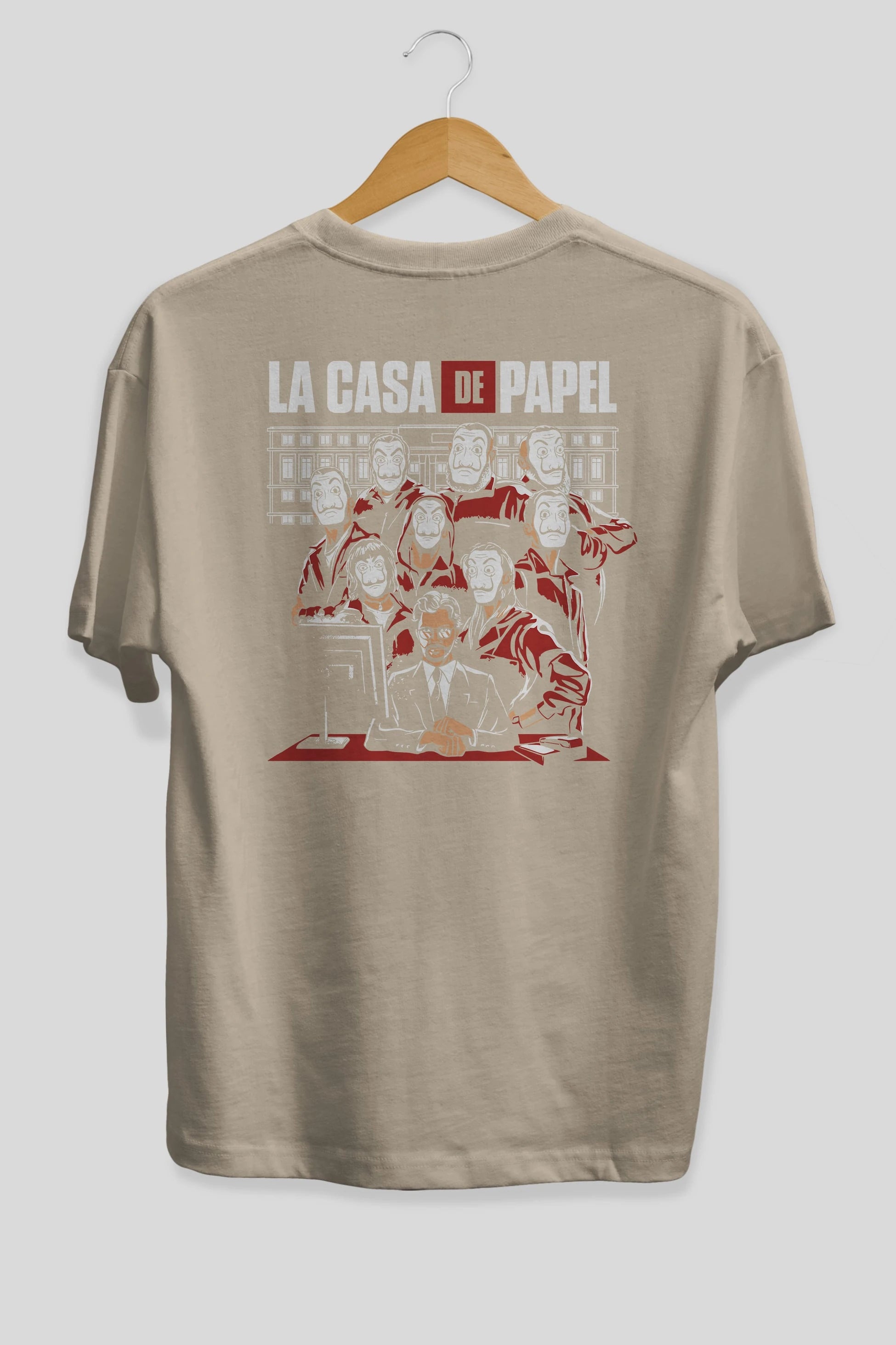 La Casa De Papel (5) Arka Baskılı Oversize t-shirt Erkek Kadın Unisex %100 Pamuk Bisiklet Yaka tişort
