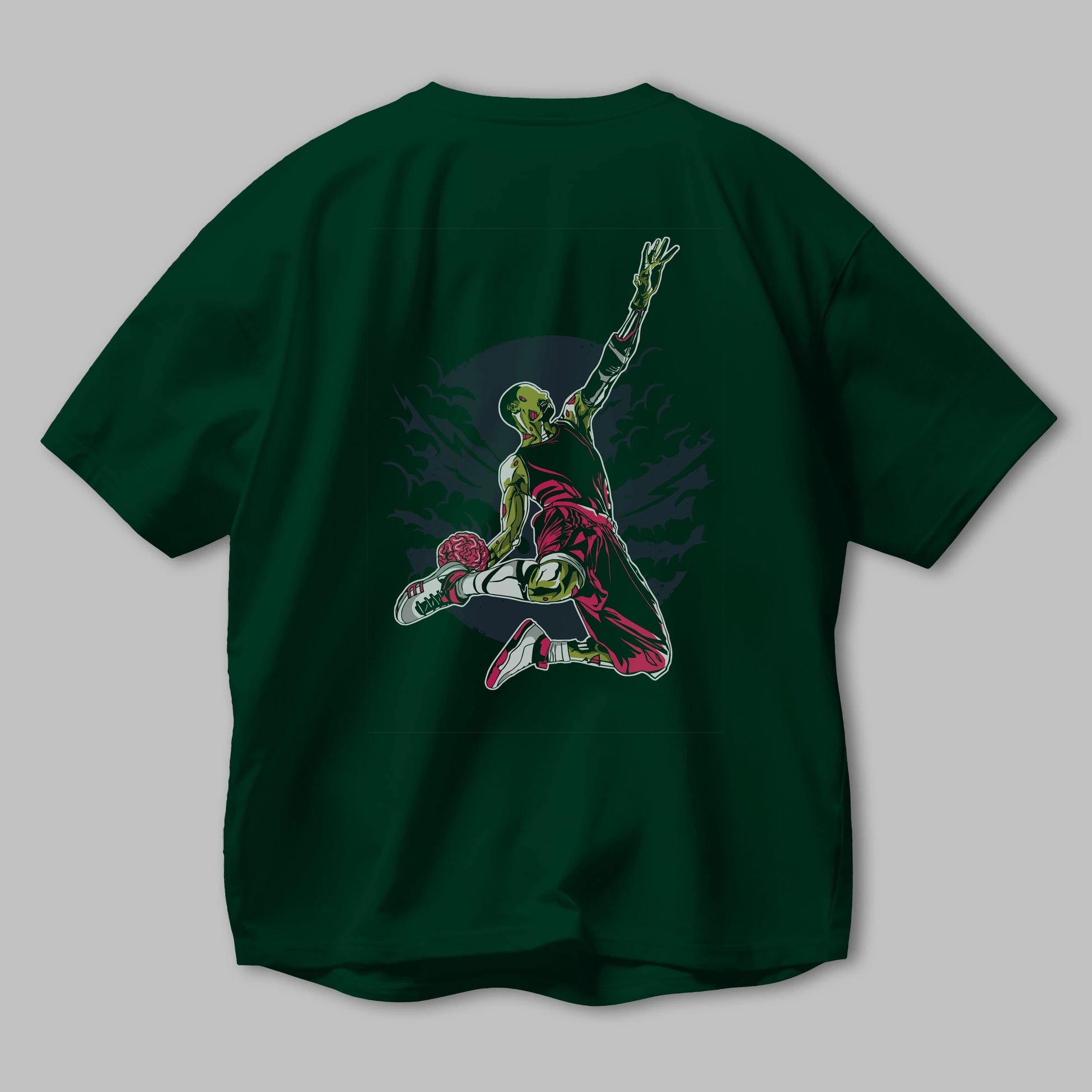 Zombie Slam Dunk Arka Baskılı Oversize t-shirt Erkek Kadın Unisex %100 Pamuk
