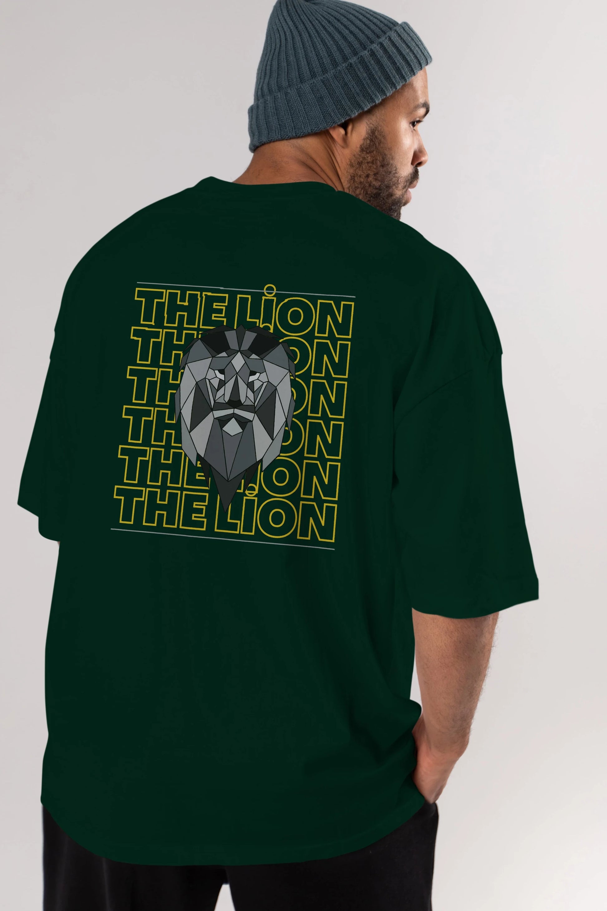 The Lion Yazılı Arka Baskılı Oversize t-shirt Erkek Kadın Unisex