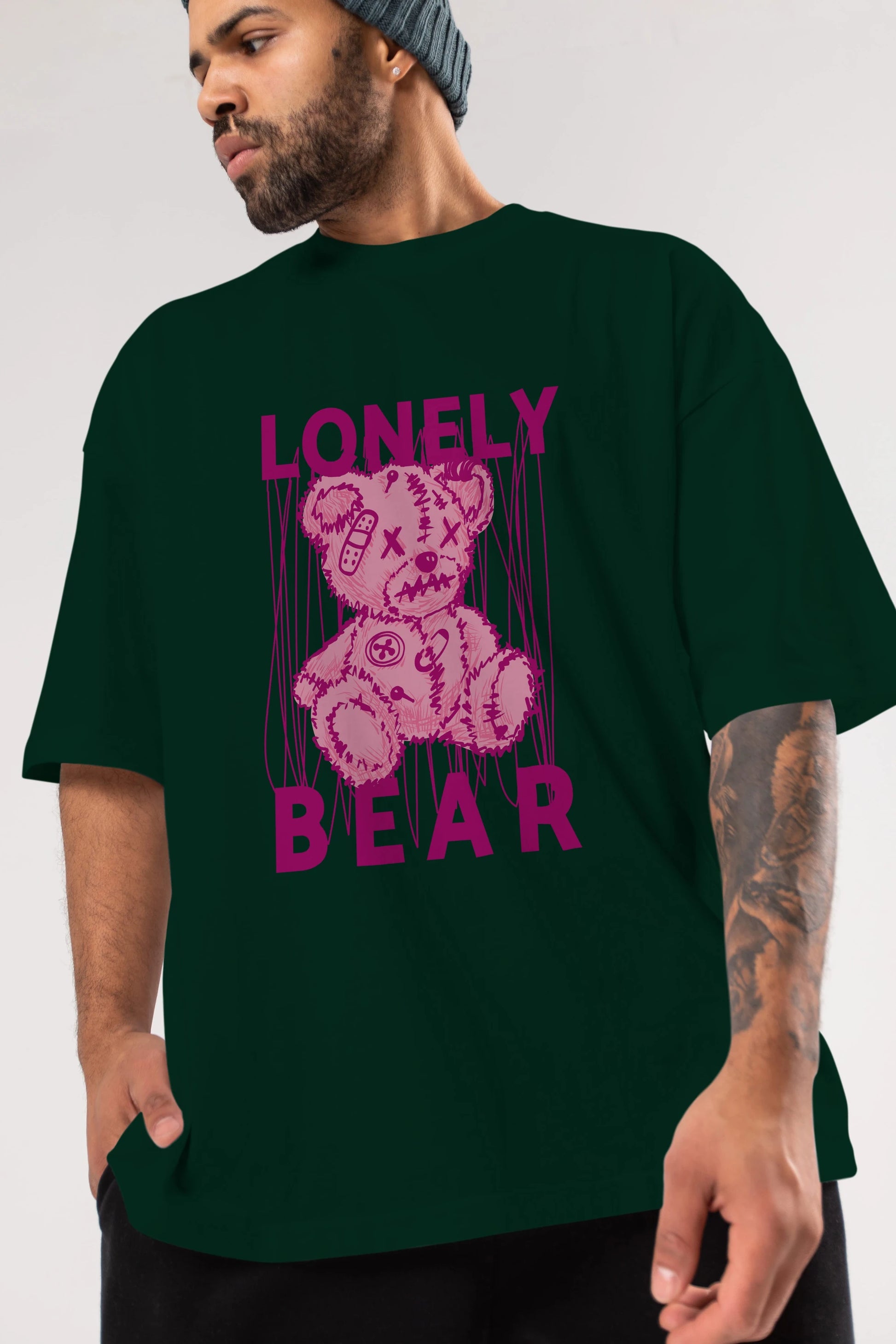 Lonely Bear Ön Baskılı Oversize t-shirt Erkek Kadın Unisex