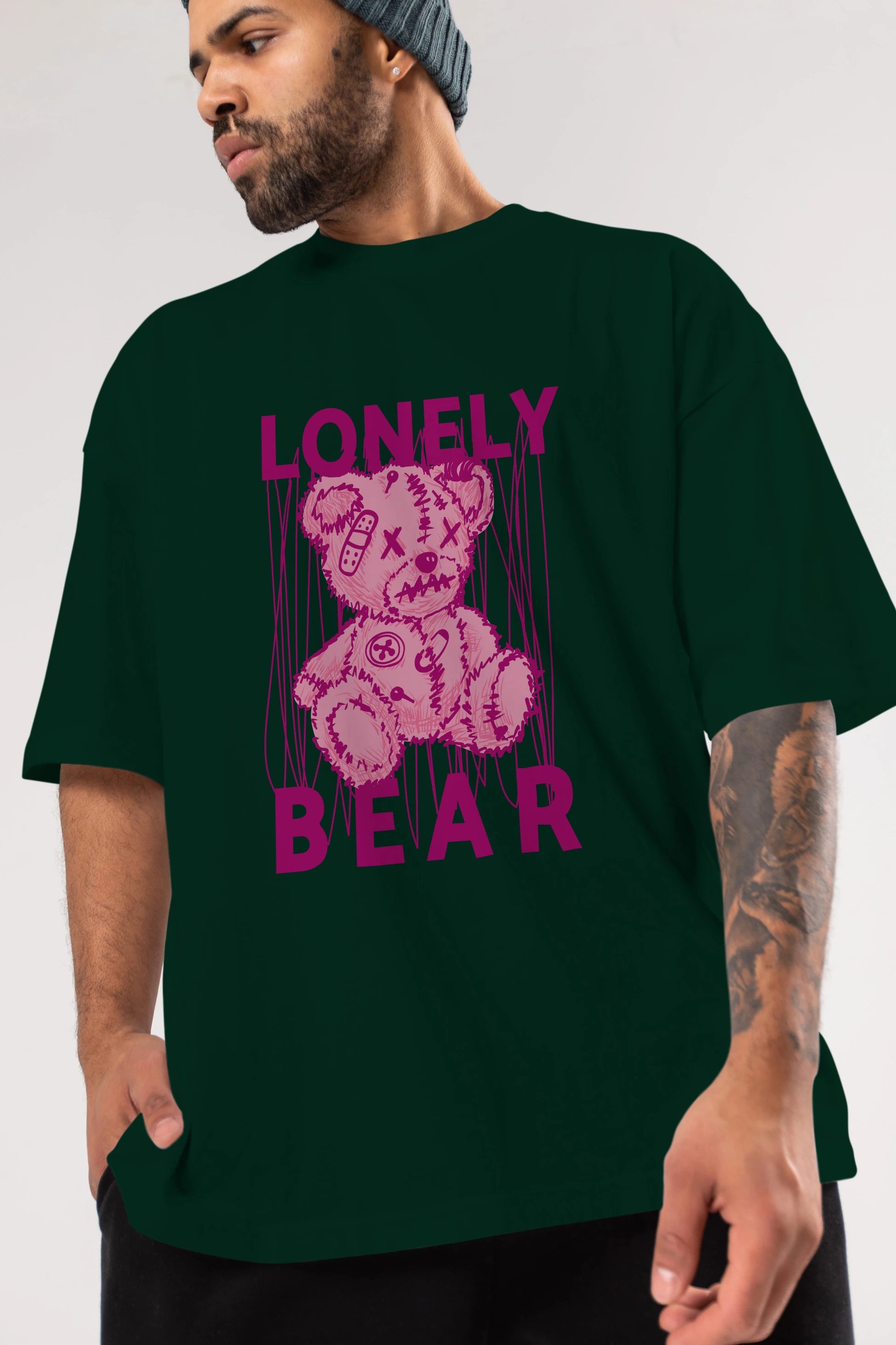 Lonely Bear Ön Baskılı Oversize t-shirt Erkek Kadın Unisex