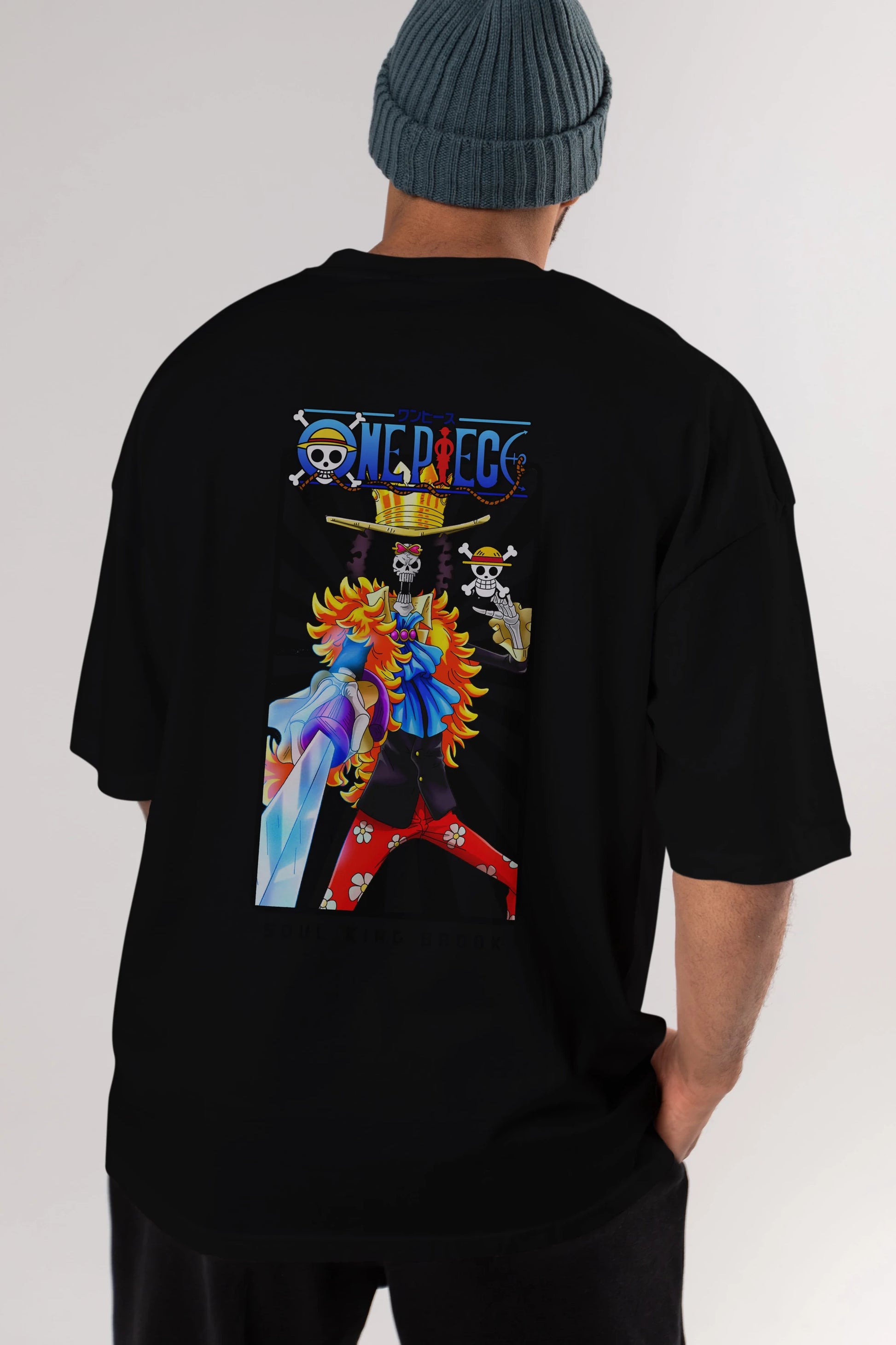 Brook Anime Arka Baskılı Oversize t-shirt Erkek Kadın Unisex %100 pamuk tişort