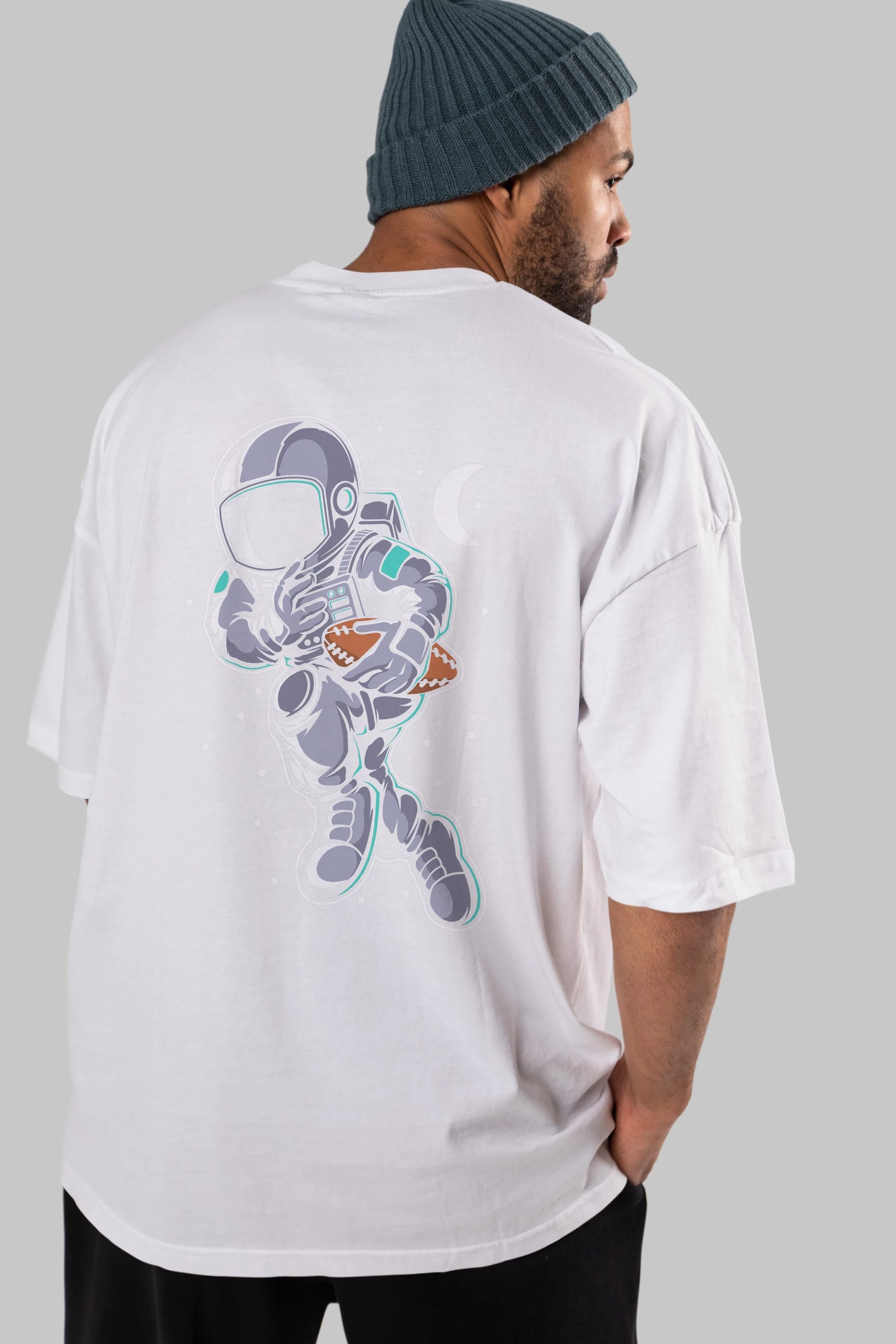 Astronaut Rugby Arka Baskılı Oversize t-shirt Erkek Kadın Unisex