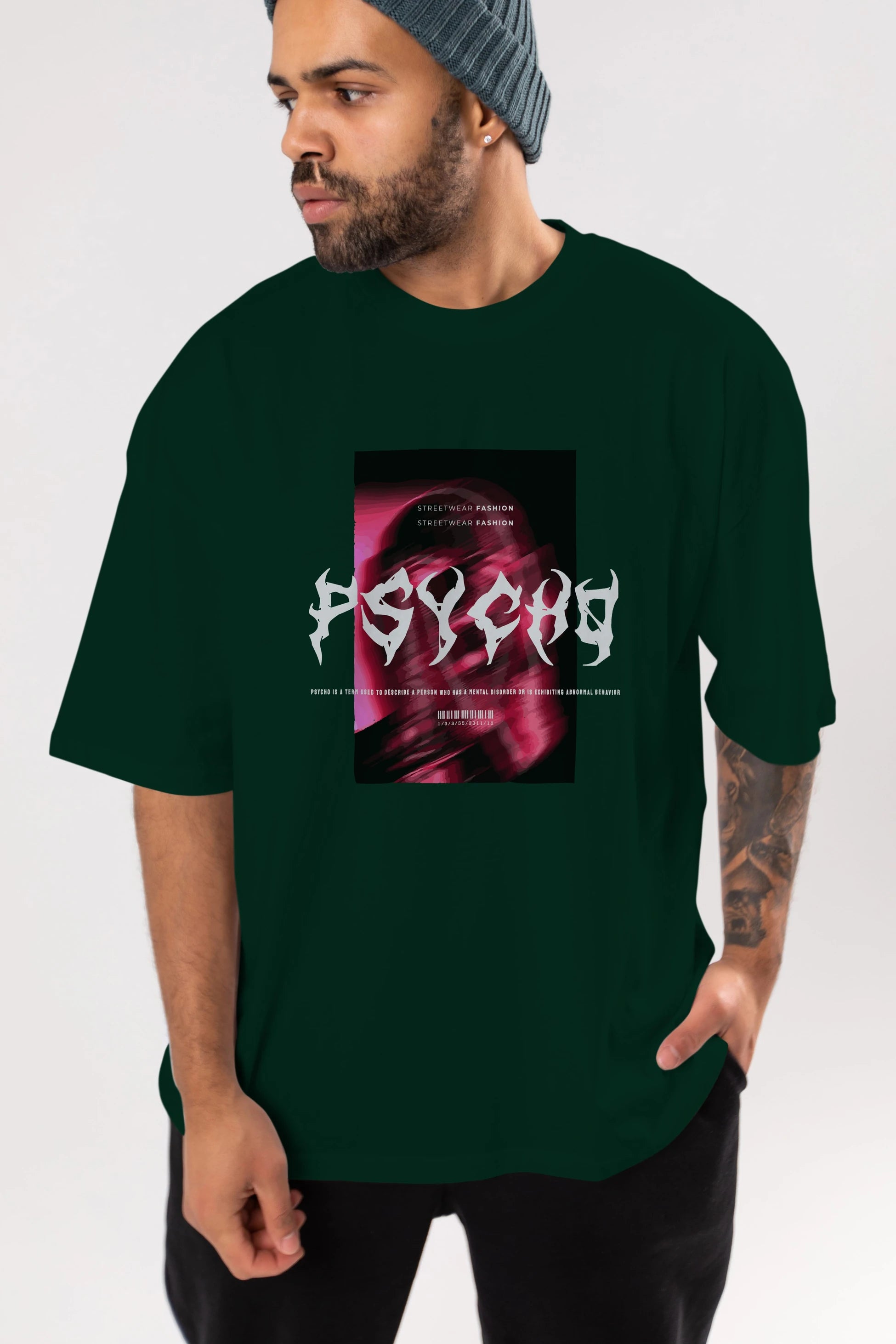 Psycho Streetwear Ön Baskılı Oversize t-shirt Erkek Kadın Unisex