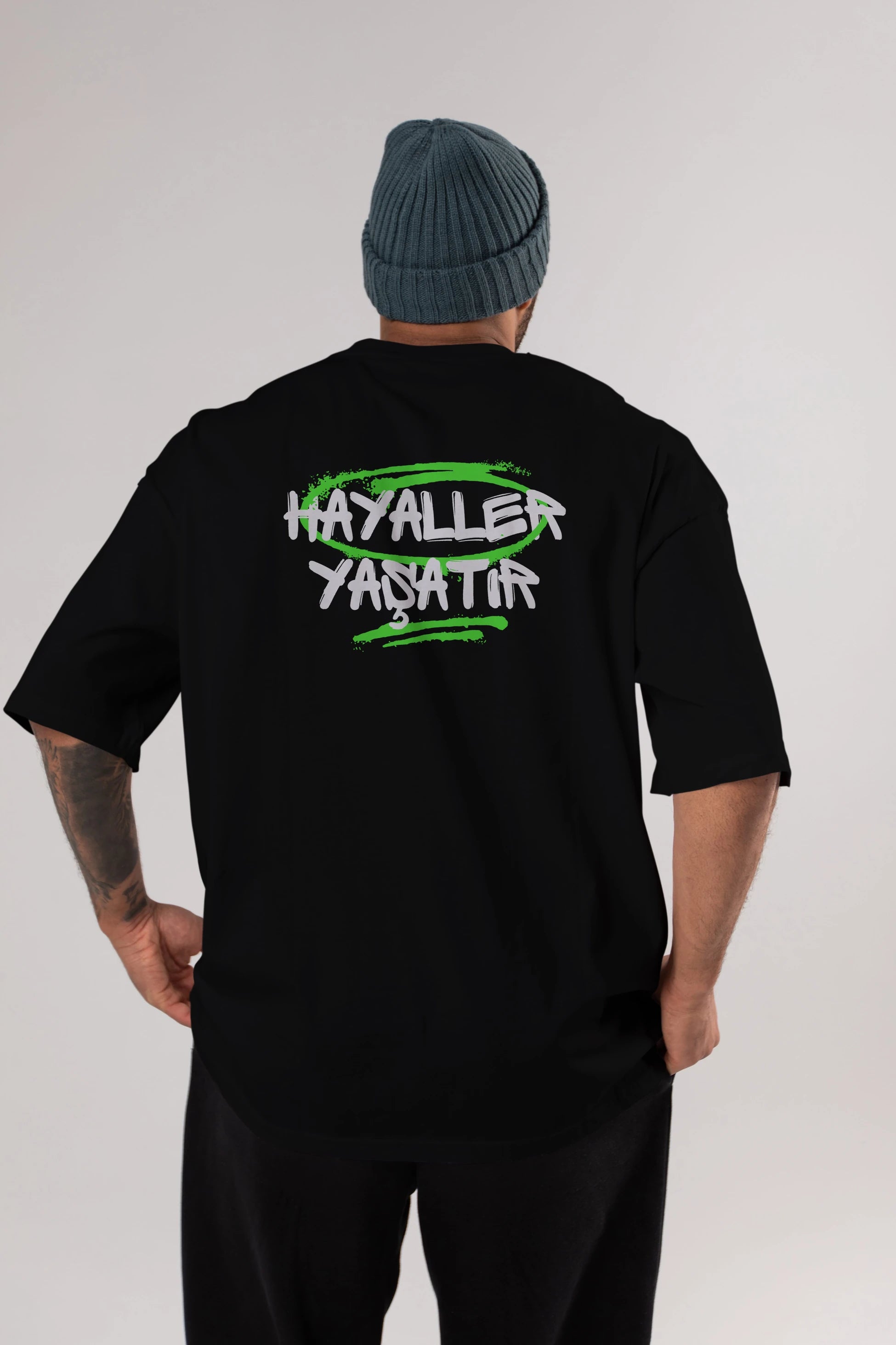 Hayaller Yaşatır Arka Baskılı Oversize t-shirt Erkek Kadın Unisex