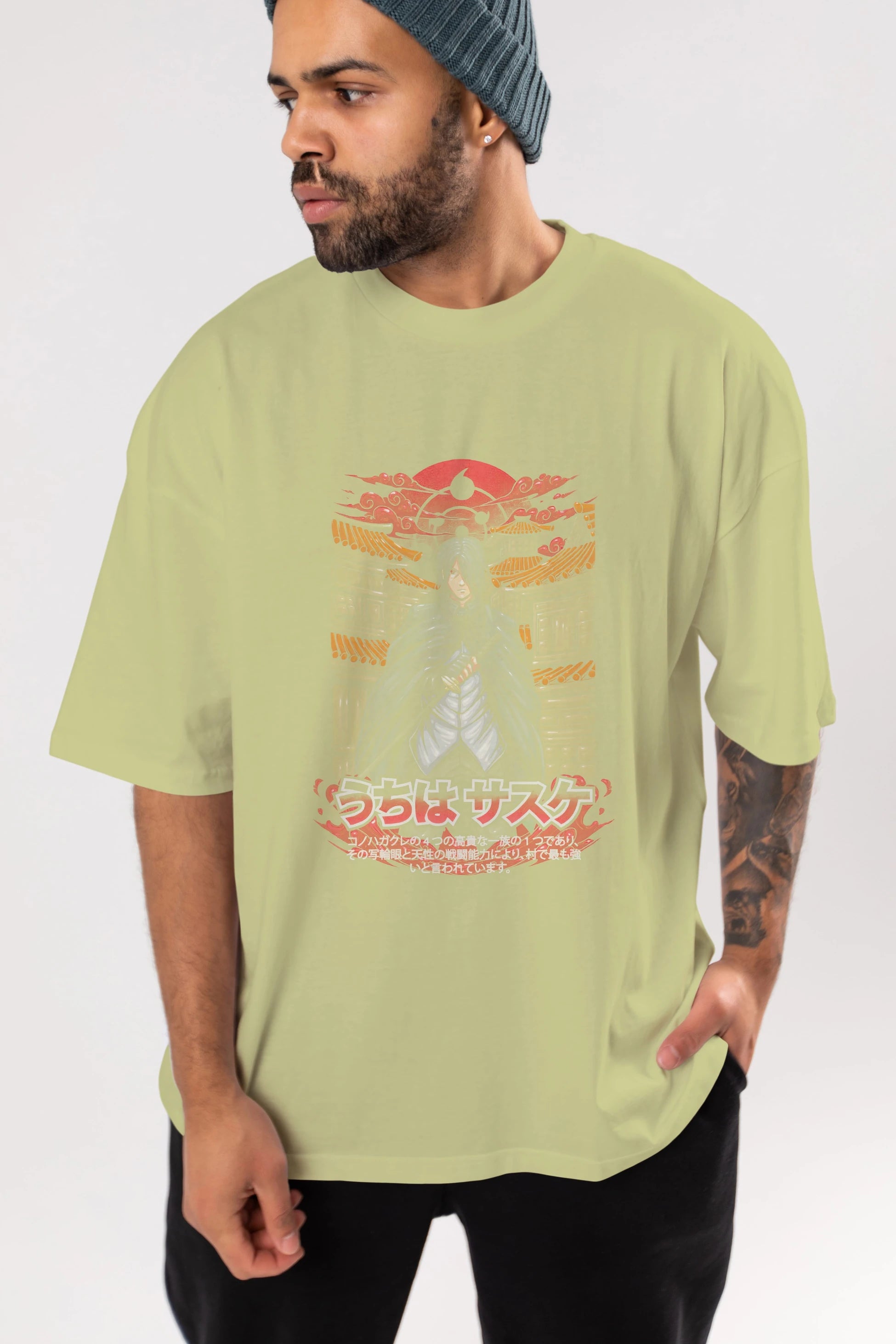 NARUTO SASUKE UCHIHA 1 Anime Ön Baskılı Oversize t-shirt %100 pamuk Erkek Kadın Unisex