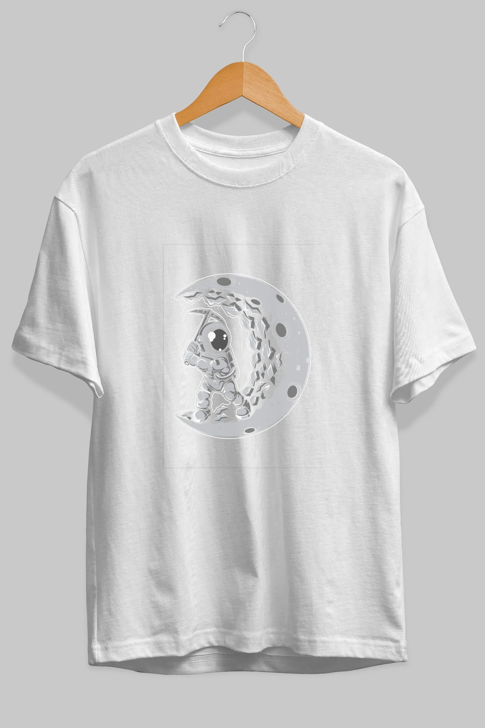 Astronaut Moon Digger Ön Baskılı Oversize t-shirt Erkek Kadın Unisex