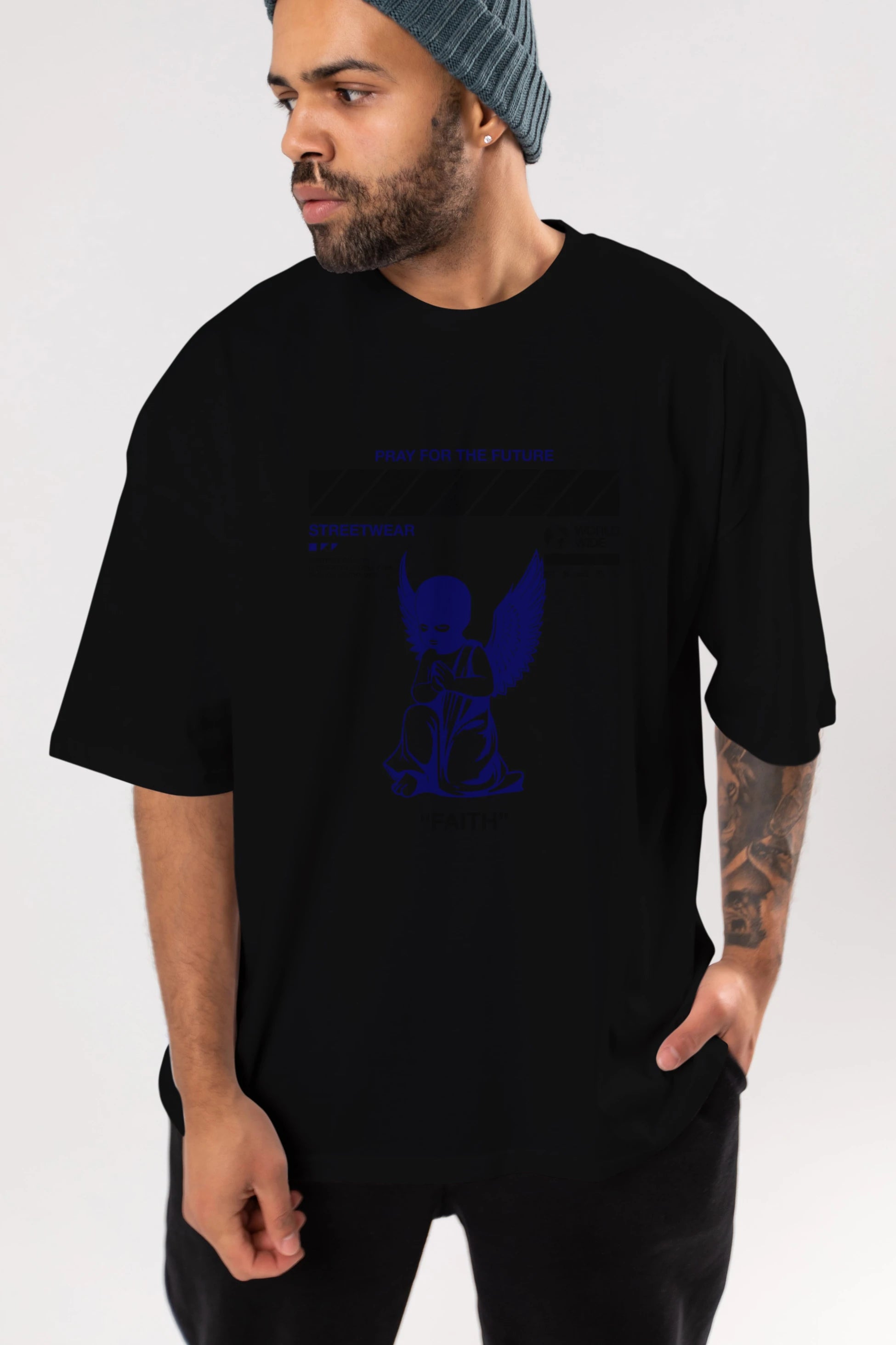 Pray for The Future Ön Baskılı Oversize t-shirt Erkek Kadın Unisex